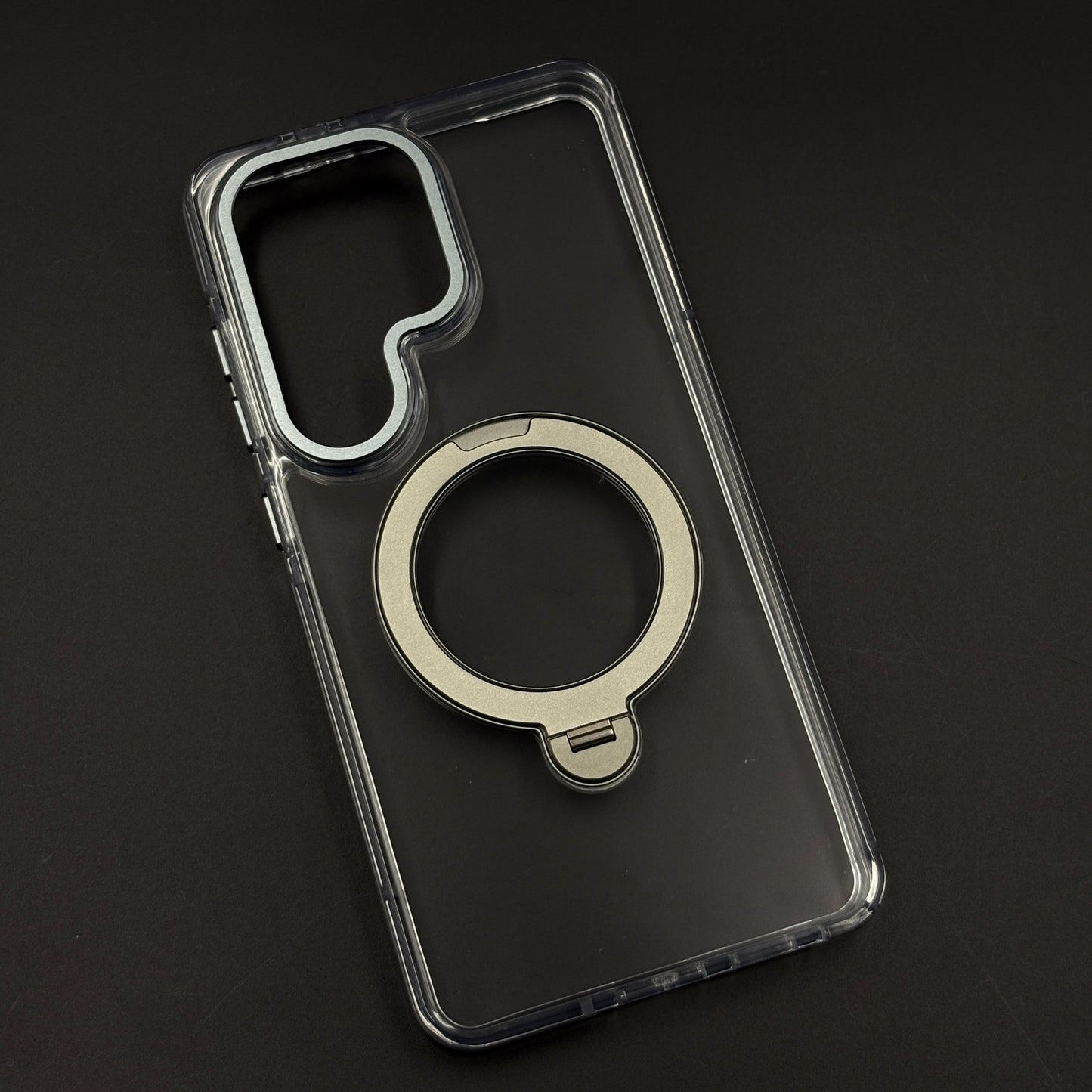 Non-Yellowing Clear Metal Rotating Stand MagSafe Case for Galaxy S26 Ultra