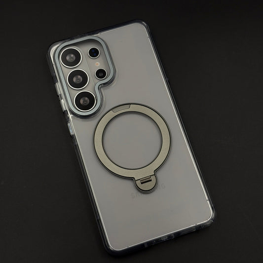 Non-Yellowing Clear Metal Rotating Stand MagSafe Case for Galaxy S26 Ultra
