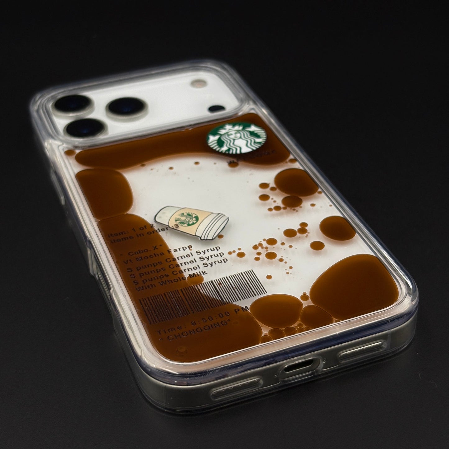 Starbucks Coffee Floating Liquid Cup TPU Case for iPhone 17 Series | Clear Shockproof Cover