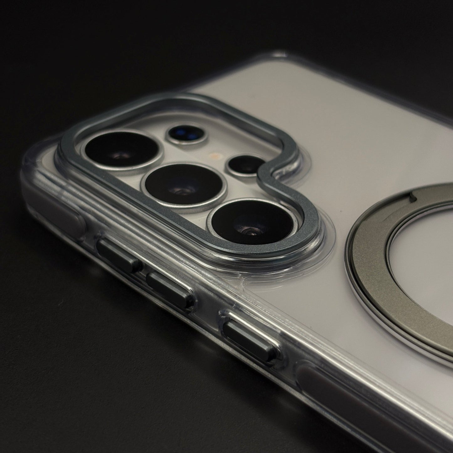 Non-Yellowing Clear Metal Rotating Stand MagSafe Case for Galaxy S26 Ultra