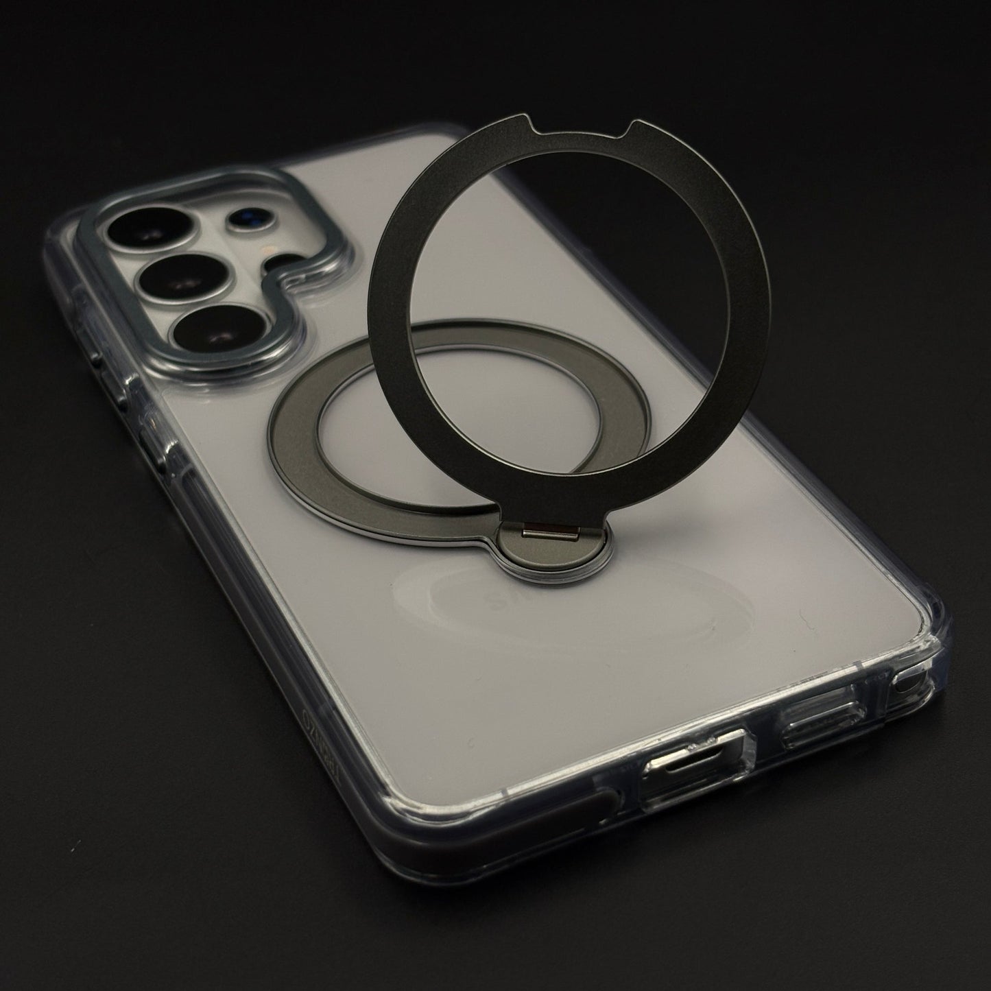 Non-Yellowing Clear Metal Rotating Stand MagSafe Case for Galaxy S26 Ultra