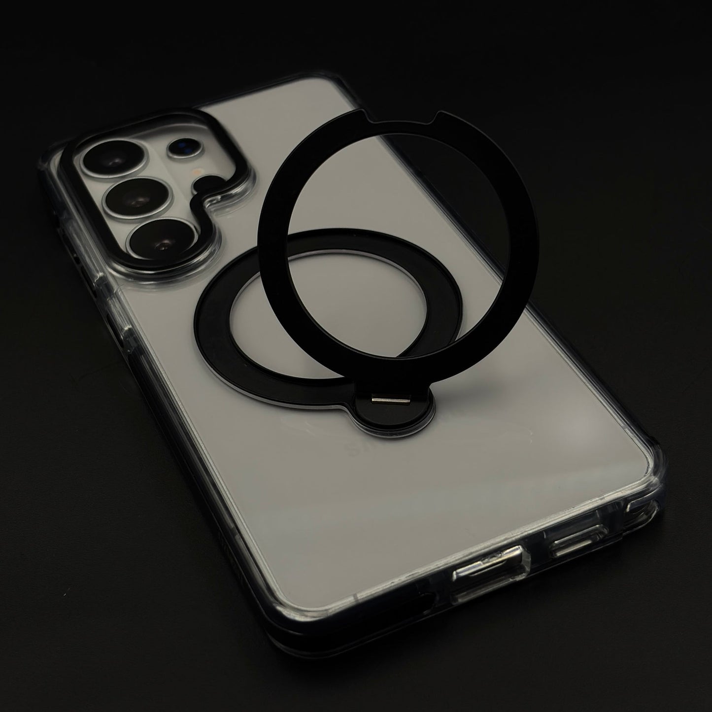 Non-Yellowing Clear Metal Rotating Stand MagSafe Case for Galaxy S26 Ultra
