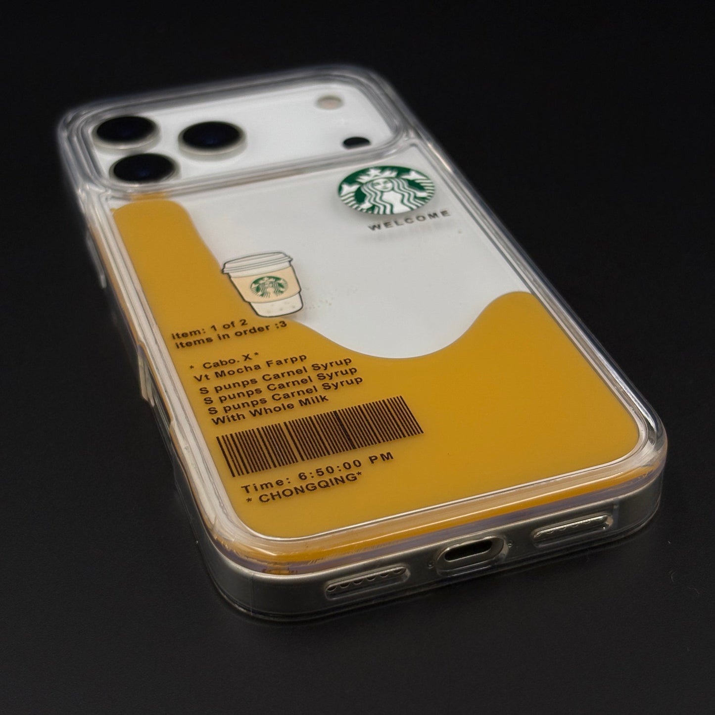 Starbucks Coffee Floating Liquid Cup TPU Case for iPhone 17 Series | Clear Shockproof Cover