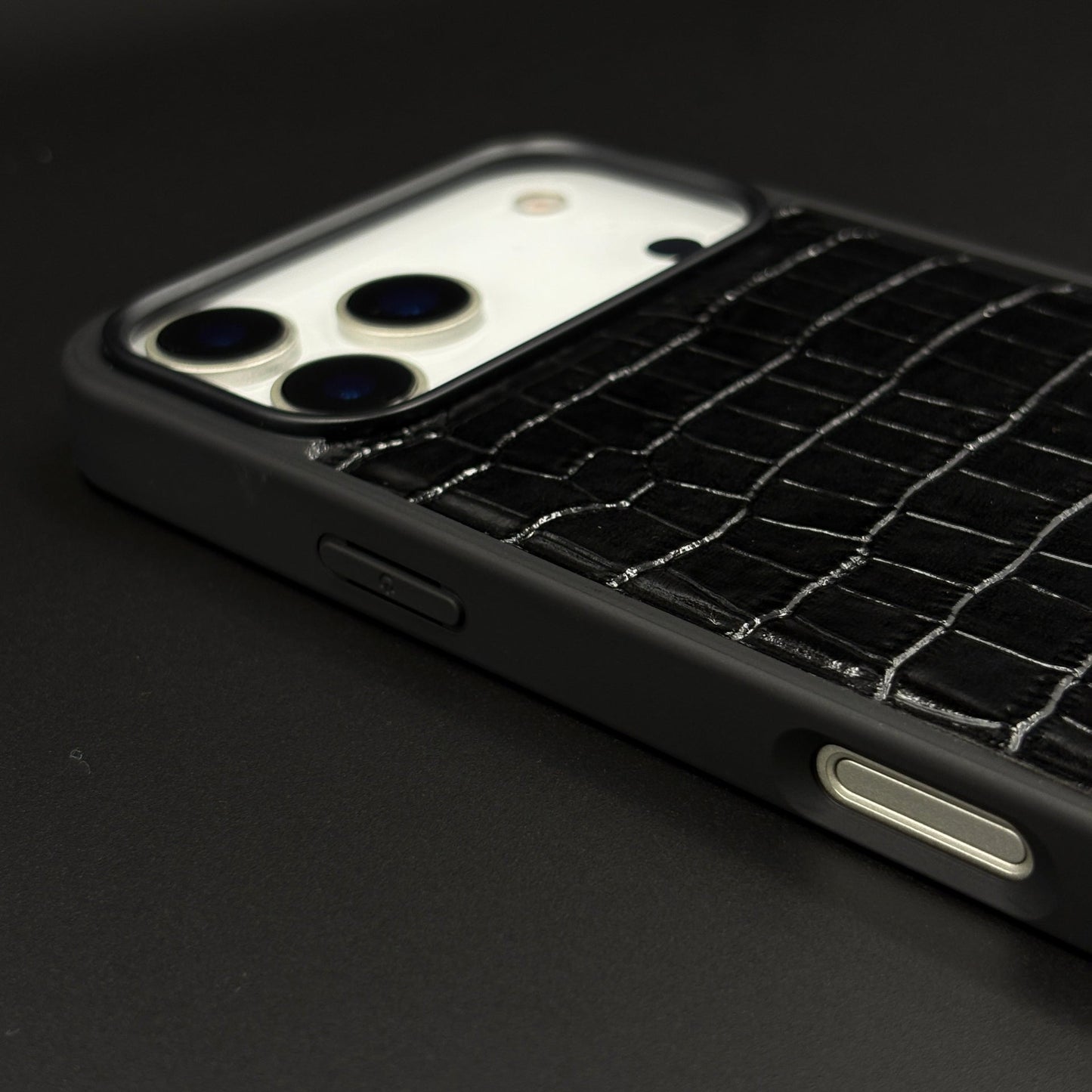 Croc Pattern MB Logo Case for iPhone 17 Series | Luxury Embossed Leather Protection