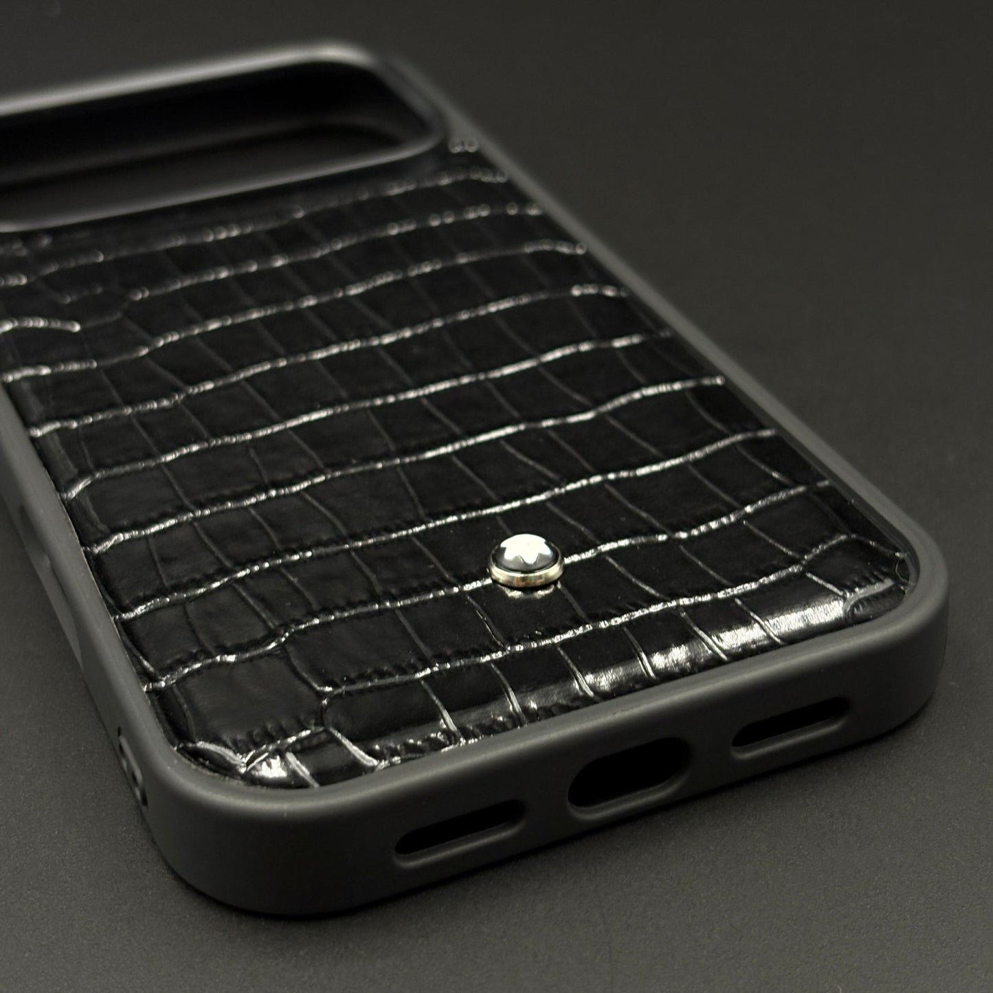 Croc Pattern MB Logo Case for iPhone 17 Series | Luxury Embossed Leather Protection