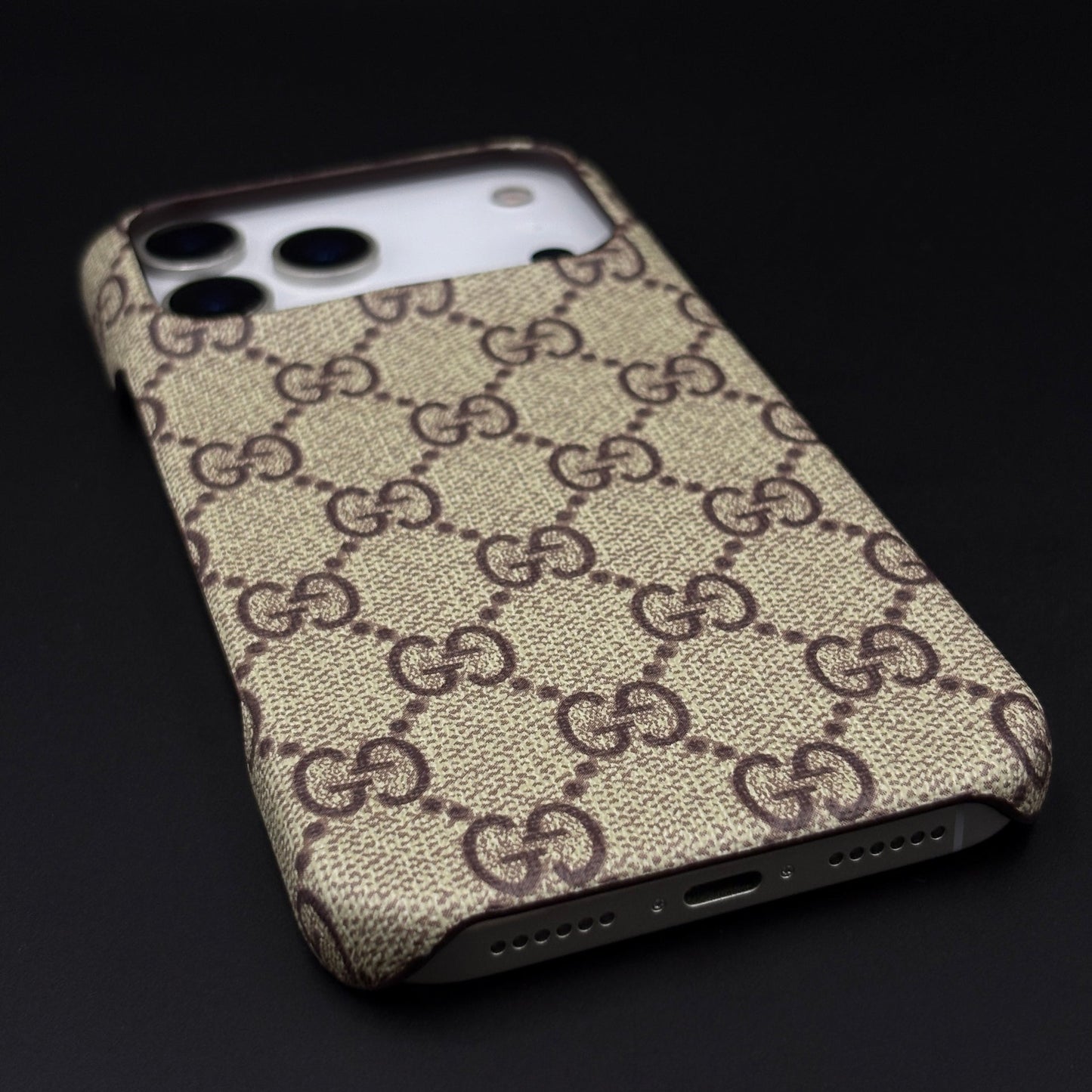 Luxury Brand PU Leather GG Case for iPhone 17 Series | Designer Protective Cover