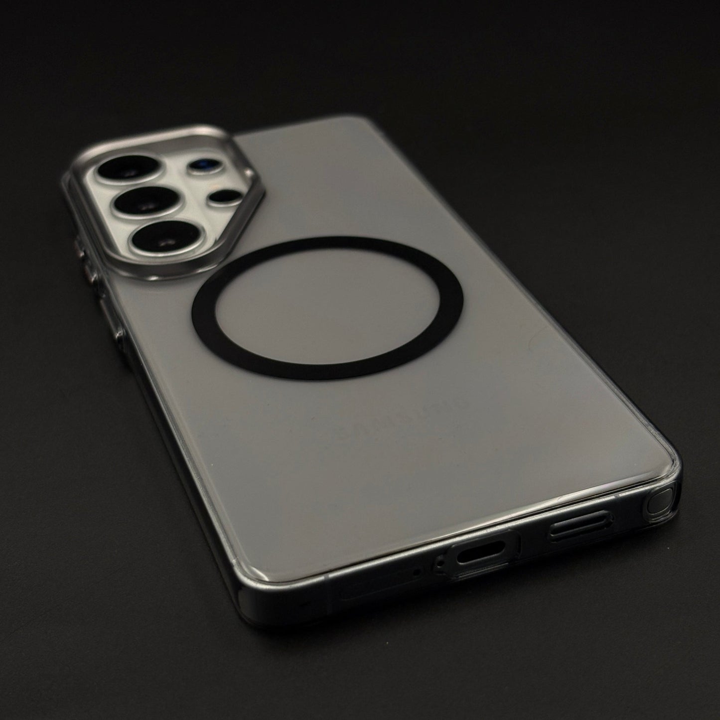 Smoky Clear Raised Bezel MagSafe Ring Stand Mobile Case Cover for Galaxy S26 Ultra