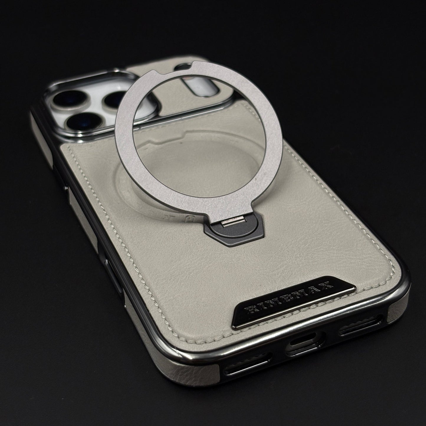 Leather Phone Case Cover with Metal Rotating Stand & MagSafe for iPhone 17 Series | Premium 360° Kickstand Edition
