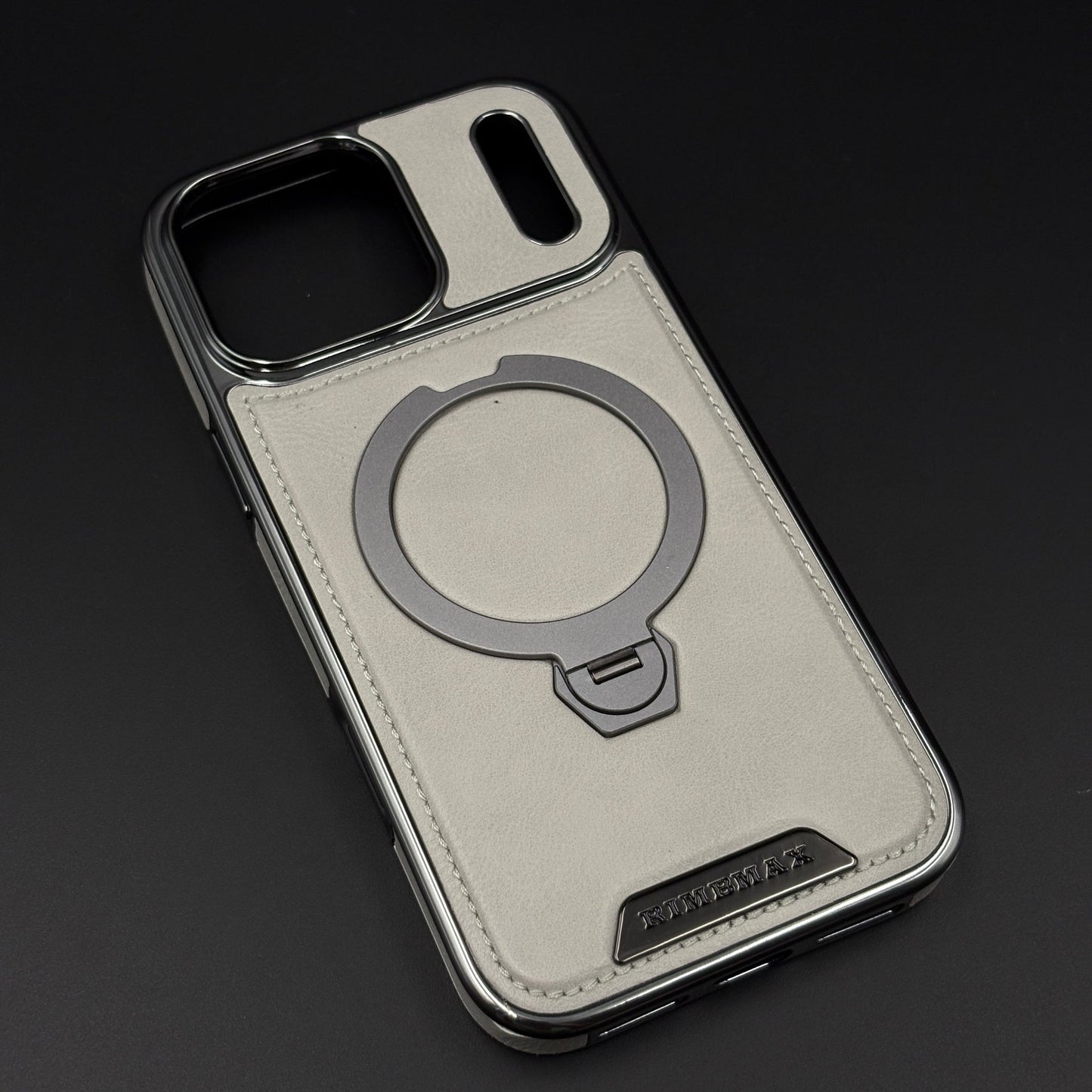 Leather Phone Case Cover with Metal Rotating Stand & MagSafe for iPhone 17 Series | Premium 360° Kickstand Edition
