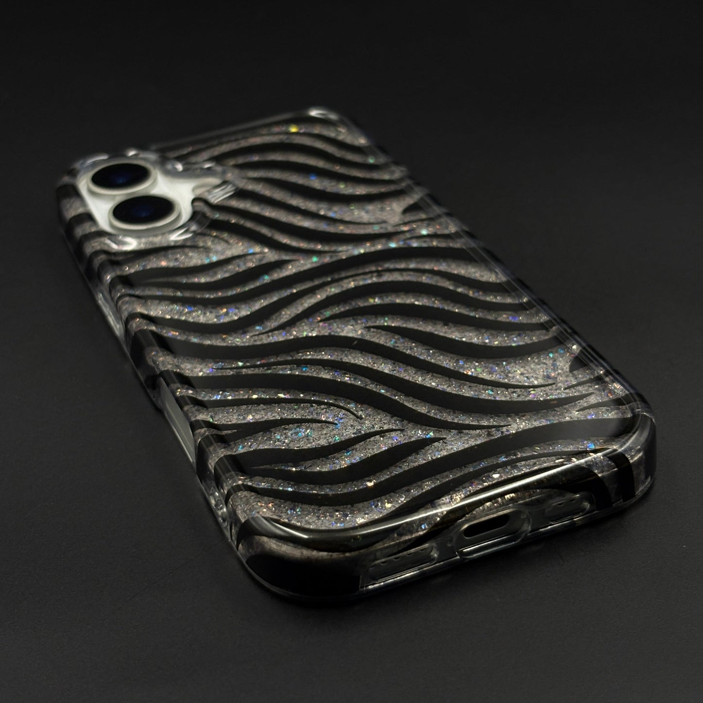 Midnight Glitter Wave Protective Case for iPhone 17