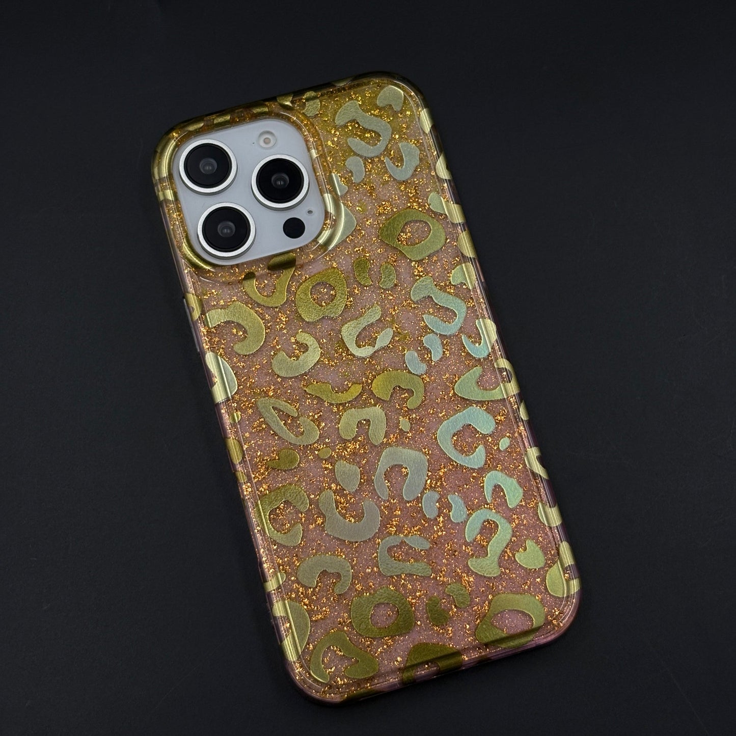 Golden Glitter Leopard Protective Mobile Case Cover for iPhone