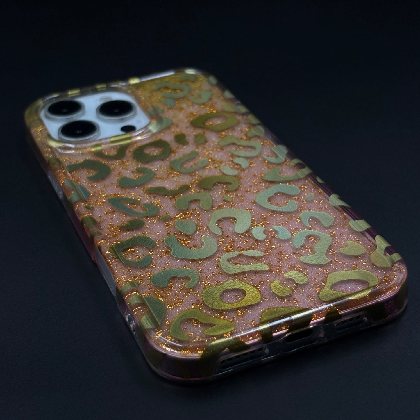 Golden Glitter Leopard Protective Mobile Case Cover for iPhone