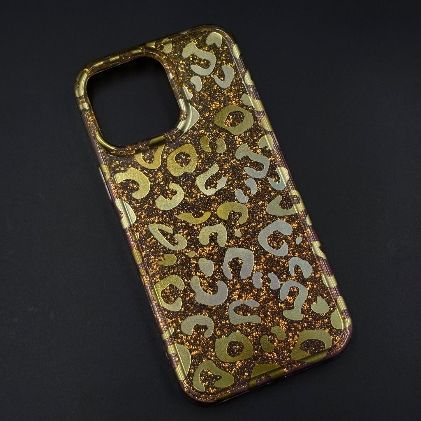 Golden Glitter Leopard Protective Mobile Case Cover for iPhone