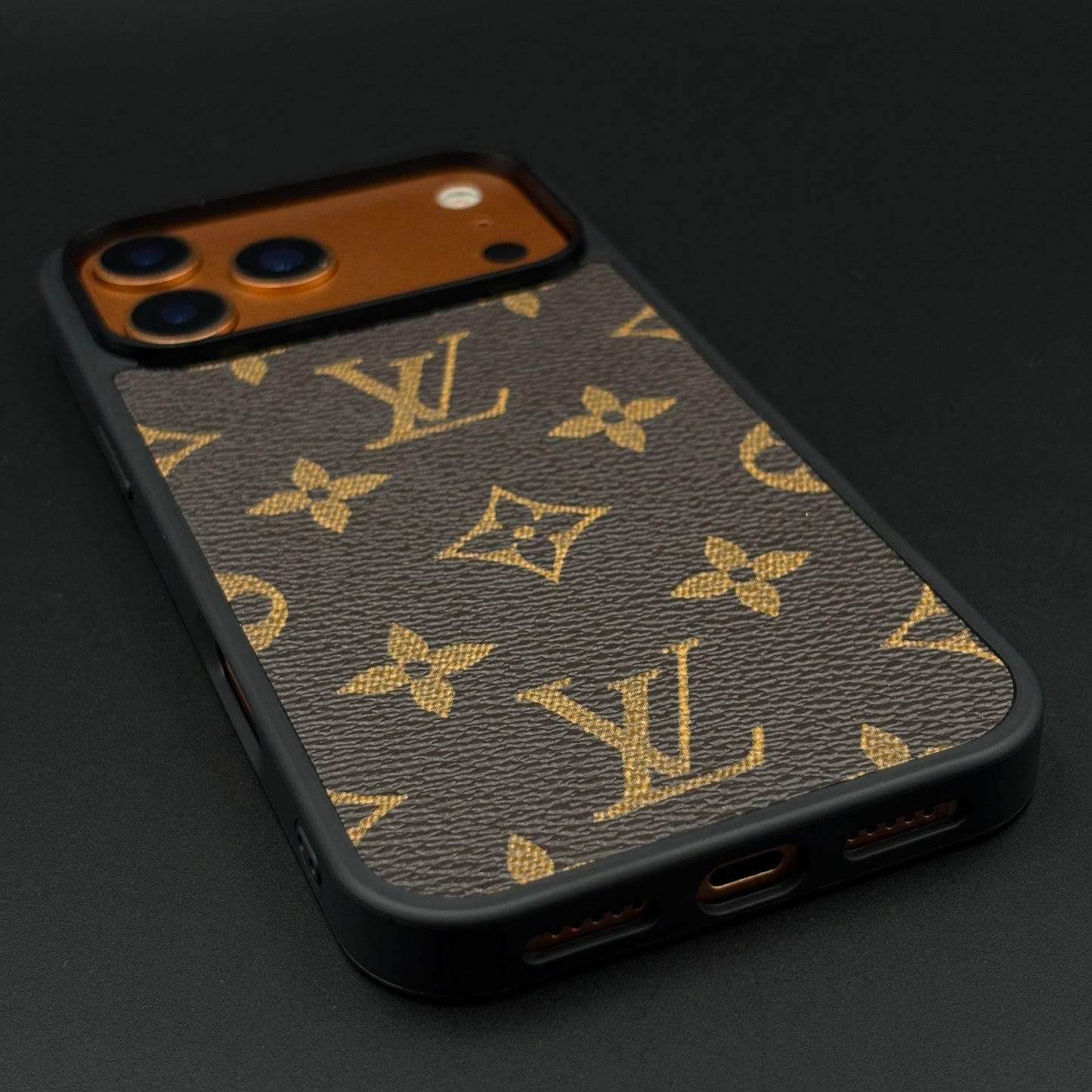 Luxury Brand Black Border PU Leather Case for iPhone 17 Series | Designer Protective Cover