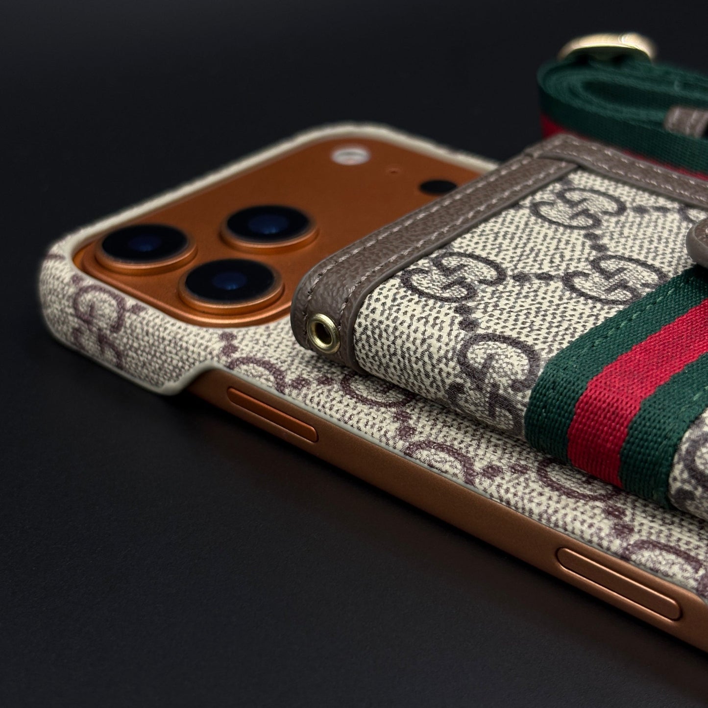Luxury GG Wallet Case with Sling for iPhone 17 Series | Crossbody Strap | Card Holder