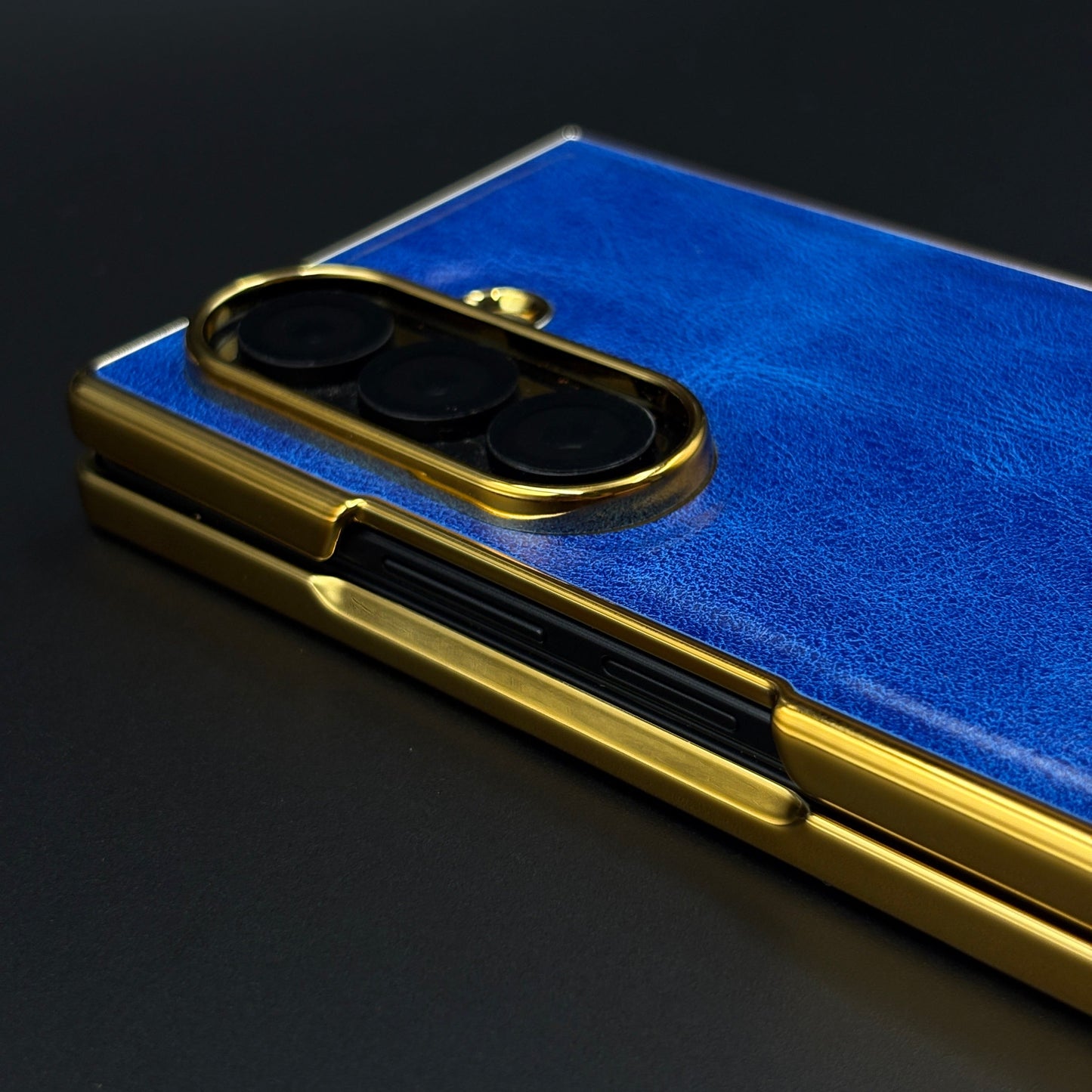 Leather Chrome Plated Case with Front Screen Protector for Samsung Galaxy Z Fold 7 | Luxury Protective Cover