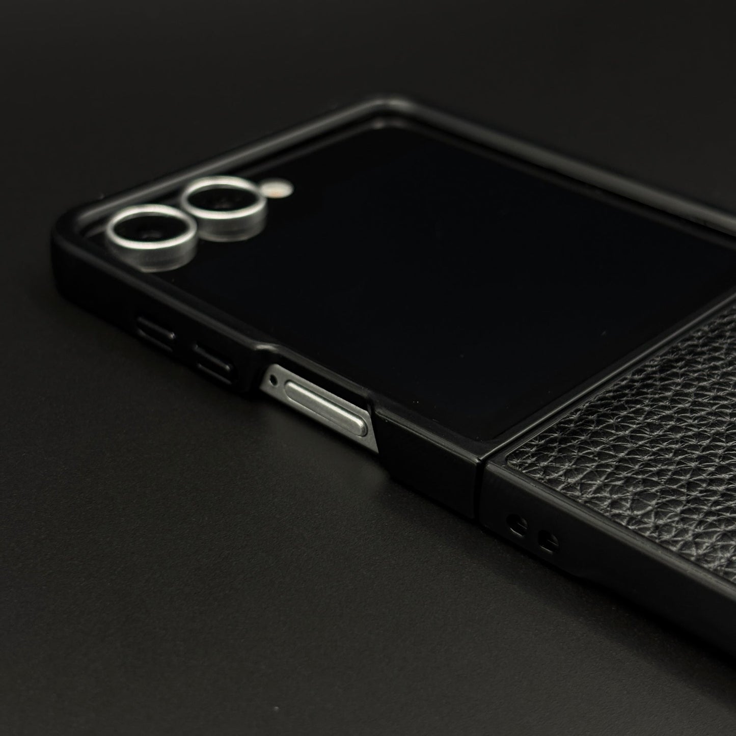 Luxury Brand MB Logo Case for Samsung Galaxy Z Flip 7 | Premium Textured Leather Edition