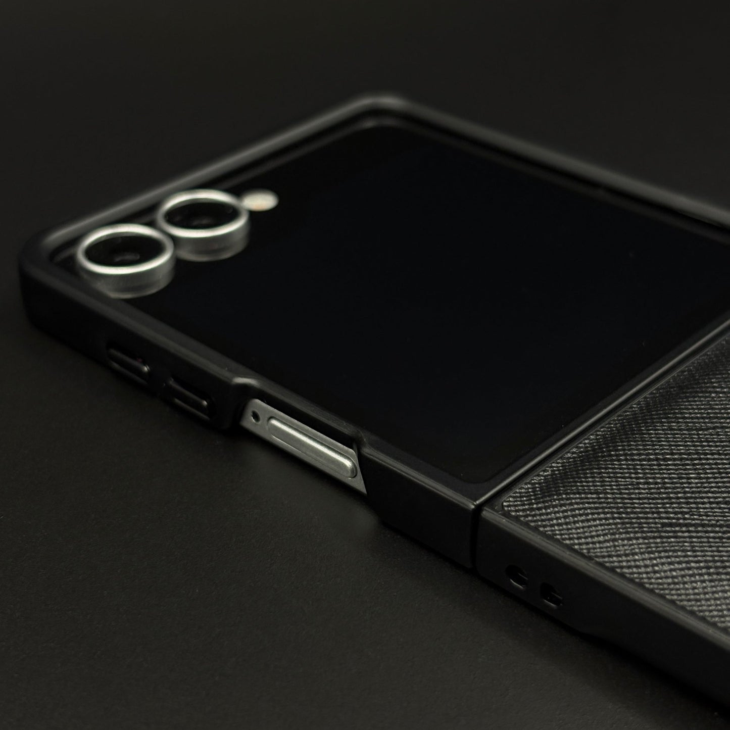 Luxury Brand MB Logo Case for Samsung Galaxy Z Flip 7 | Premium Textured Leather Edition