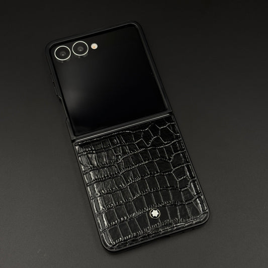 Luxury Brand MB Logo Case for Samsung Galaxy Z Flip 7 | Premium Textured Leather Edition