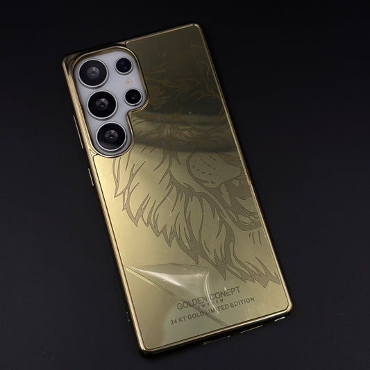 Handcrafted 24K Gold Plated Lion The King Case for Samsung Galaxy S24 Ultra | Luxury Limited Edition Cover