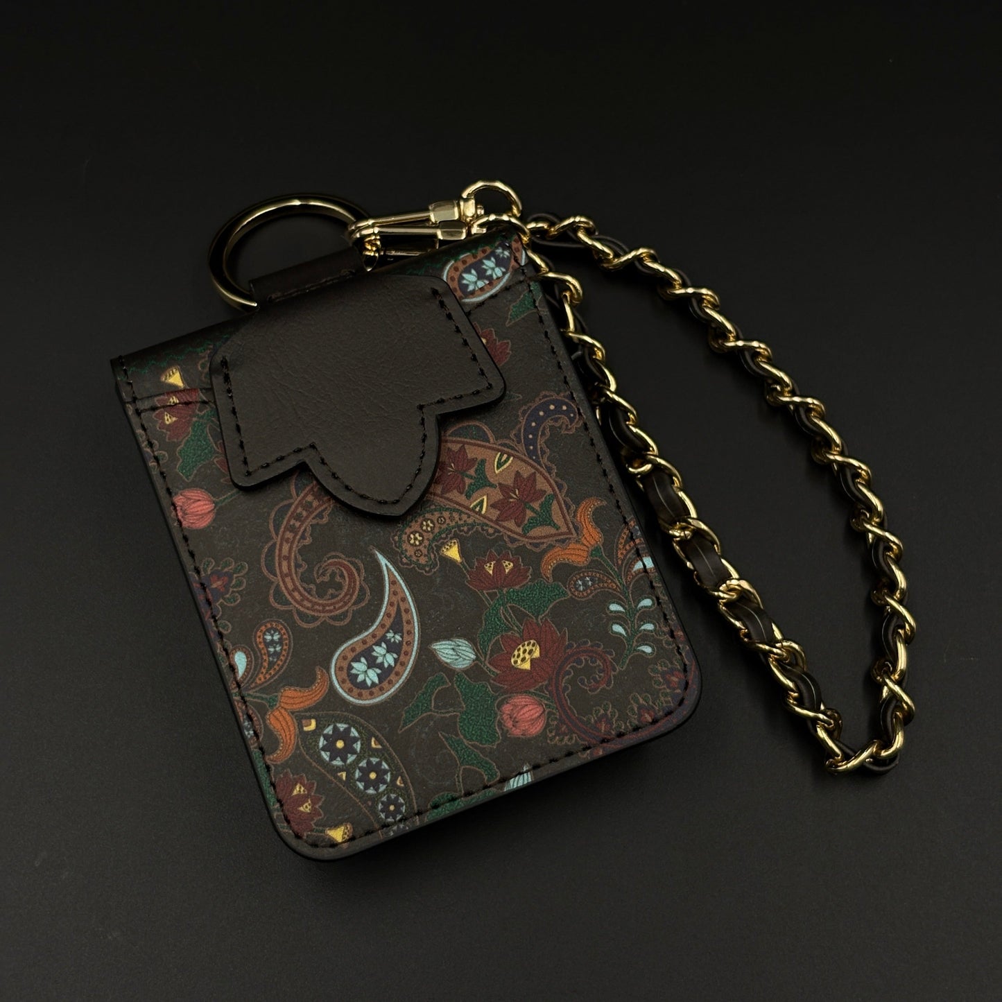 Indian Art Designer Phone Case Cover for Samsung Galaxy Z Flip 6 | Paisley Leather Cover with Chain Strap | Traditional Print