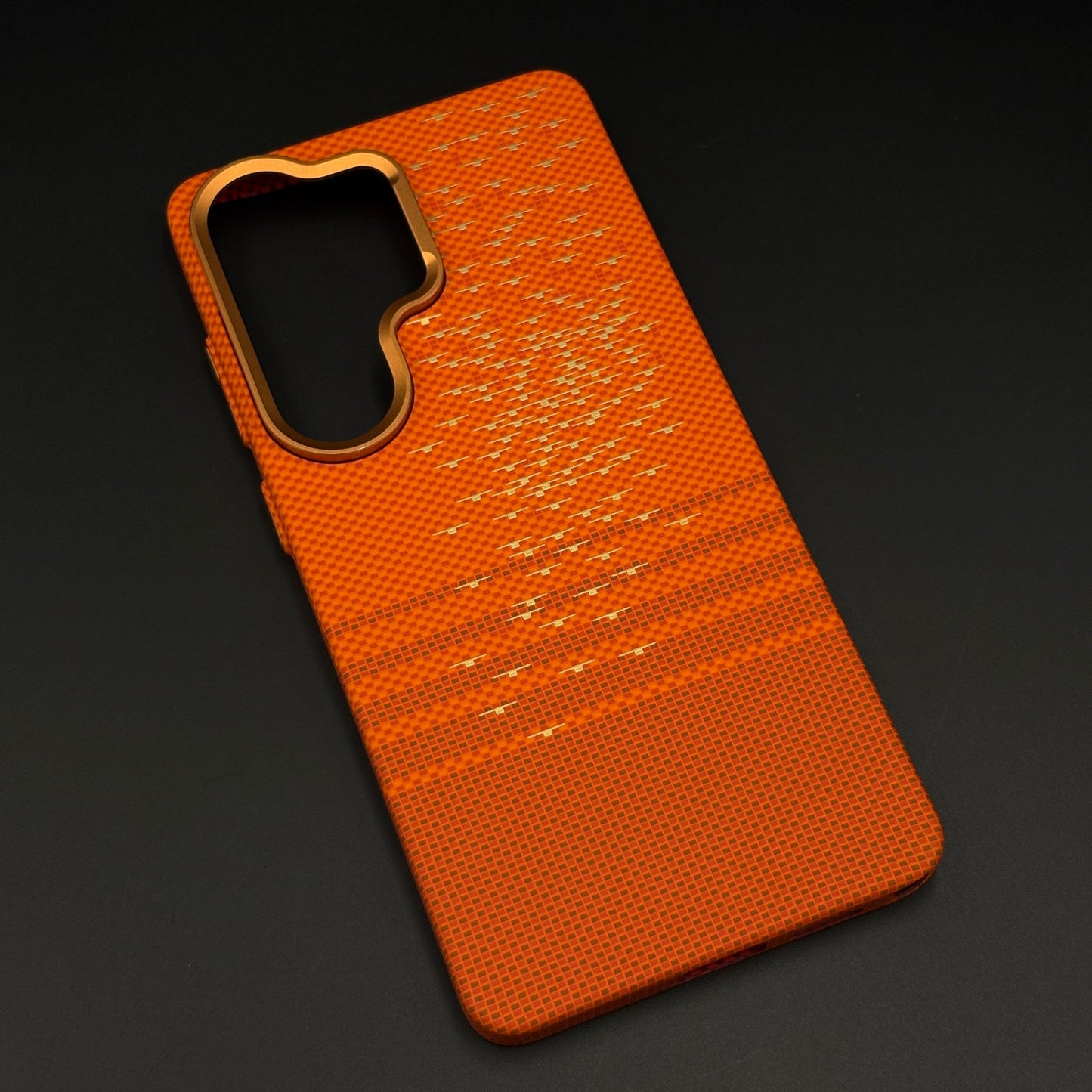 Burnt Sunset Grid Carbon Fiber Hidden MagSafe Case Cover for Samsung Galaxy S26 Ultra