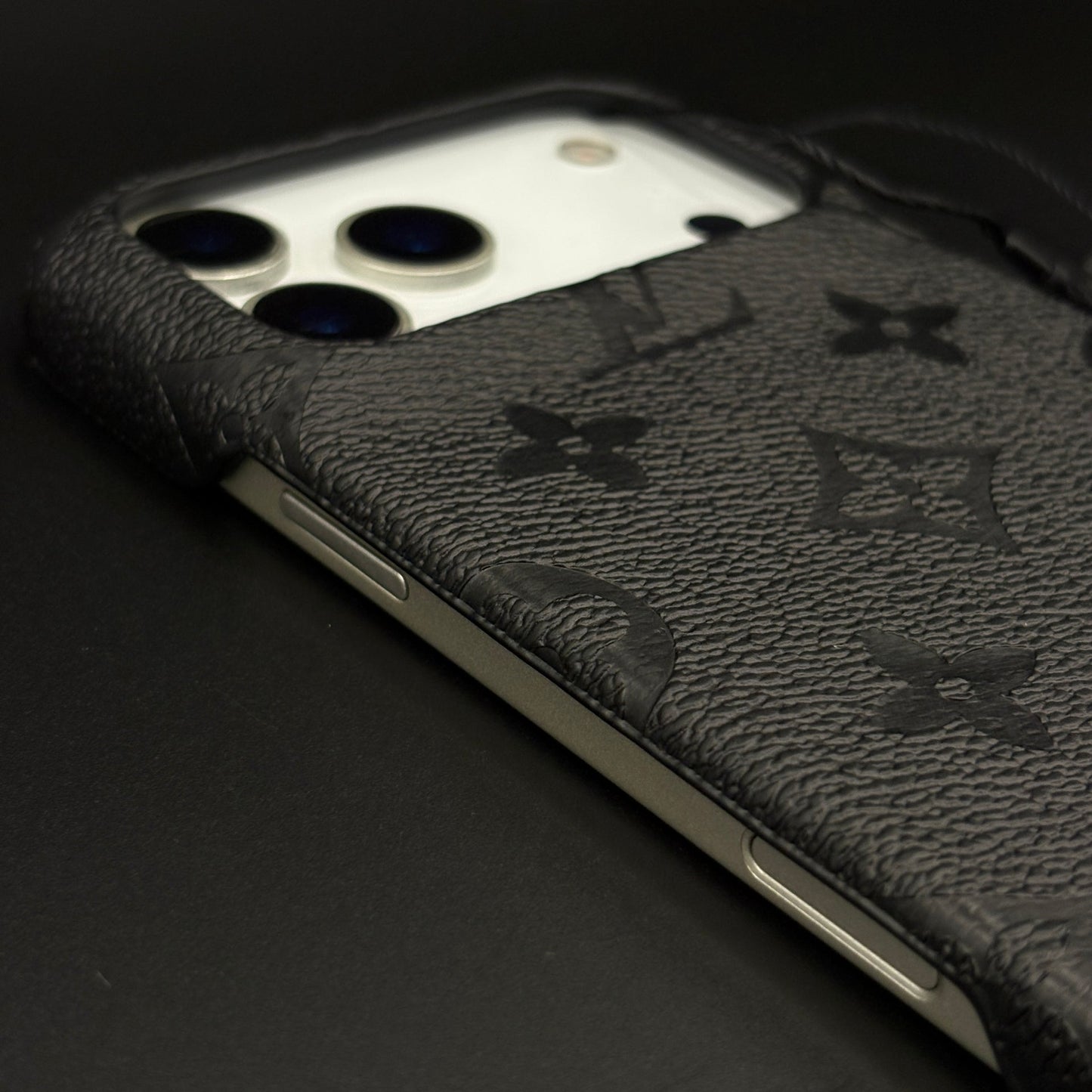 Luxury Branded Monogram Black Mobile Case Cover for iPhone 17 Series | Embossed Logo | Designer inspired