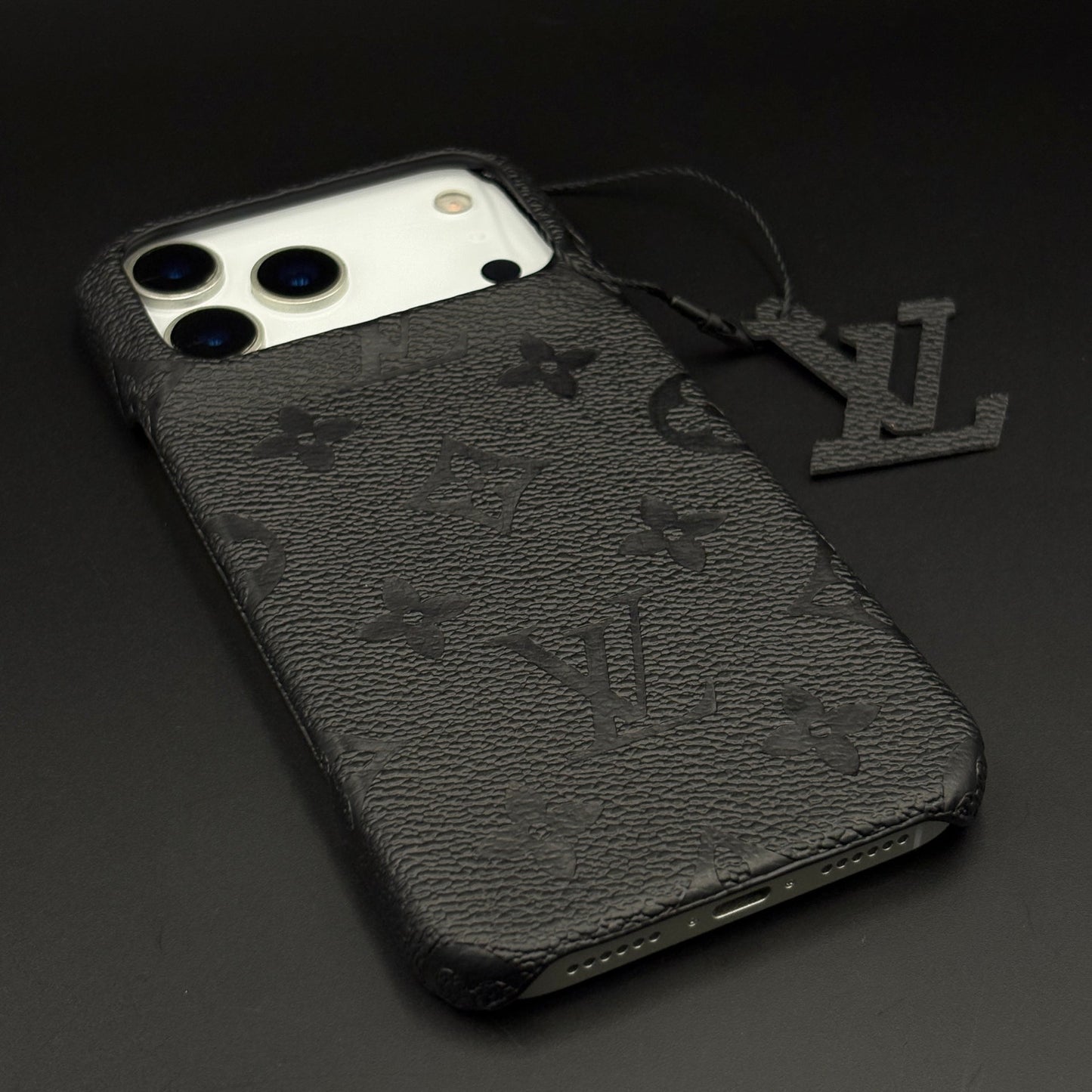 Luxury Branded Monogram Black Mobile Case Cover for iPhone 17 Series | Embossed Logo | Designer inspired