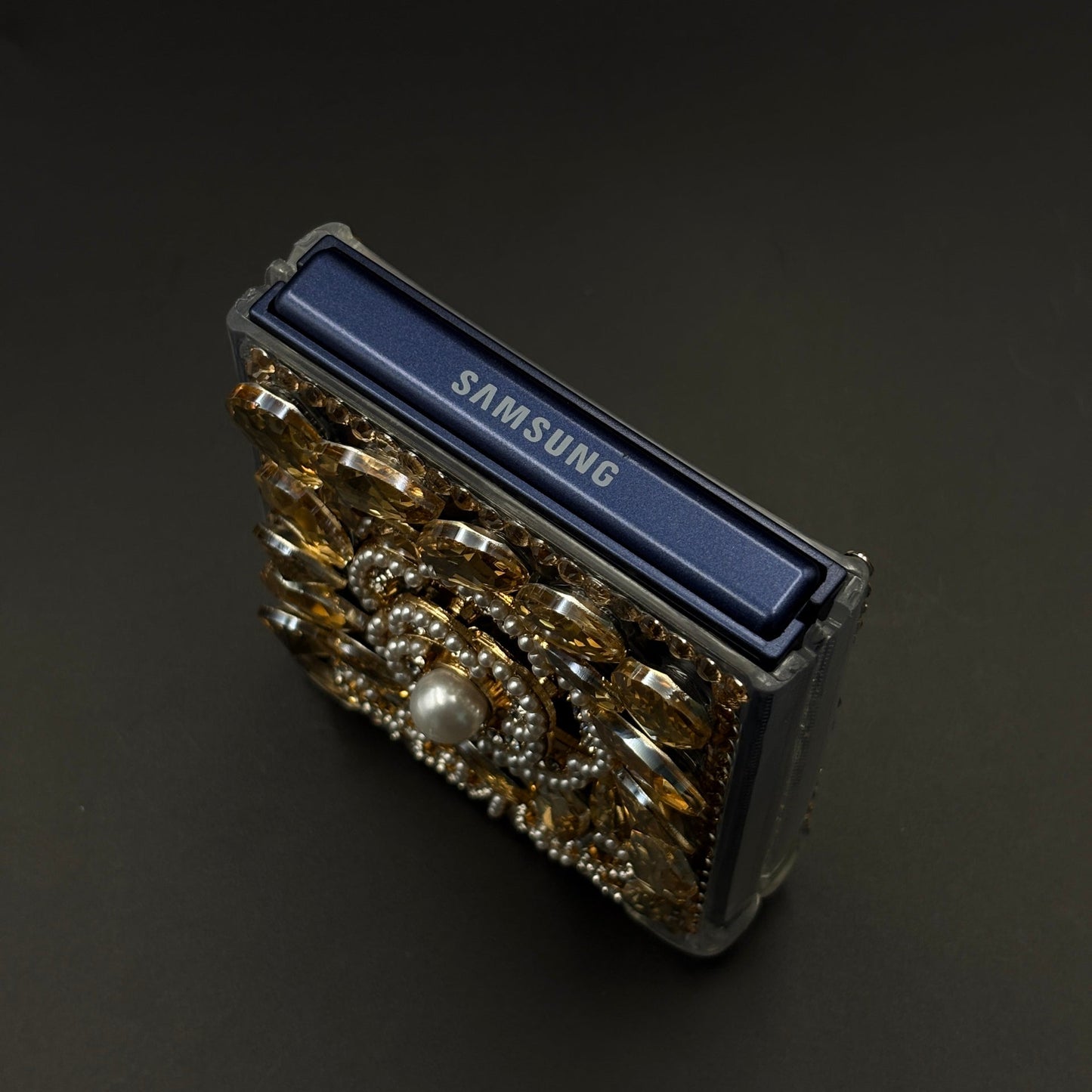 Golden Bloom Rhinestone Luxe Case for Samsung Galaxy Z Flip 7