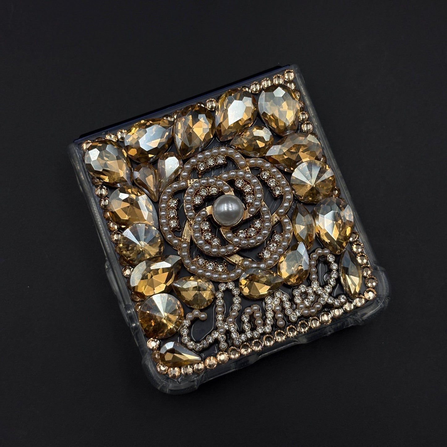 Golden Bloom Rhinestone Luxe Case for Samsung Galaxy Z Flip 7