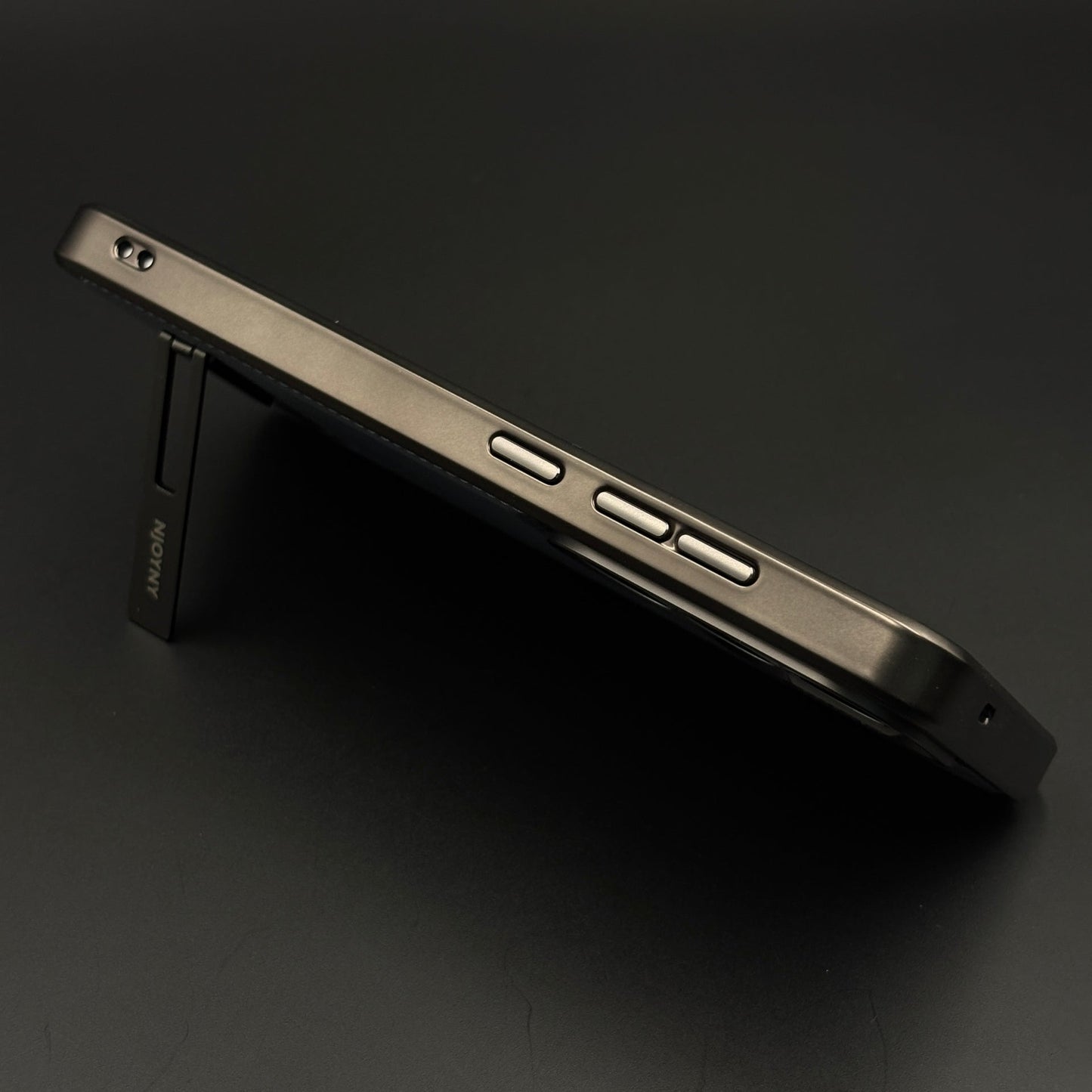 Stitch Leather Metal Kickstand Case Cover with Matte Chrome Finish for Samsung Galaxy S26 Ultra