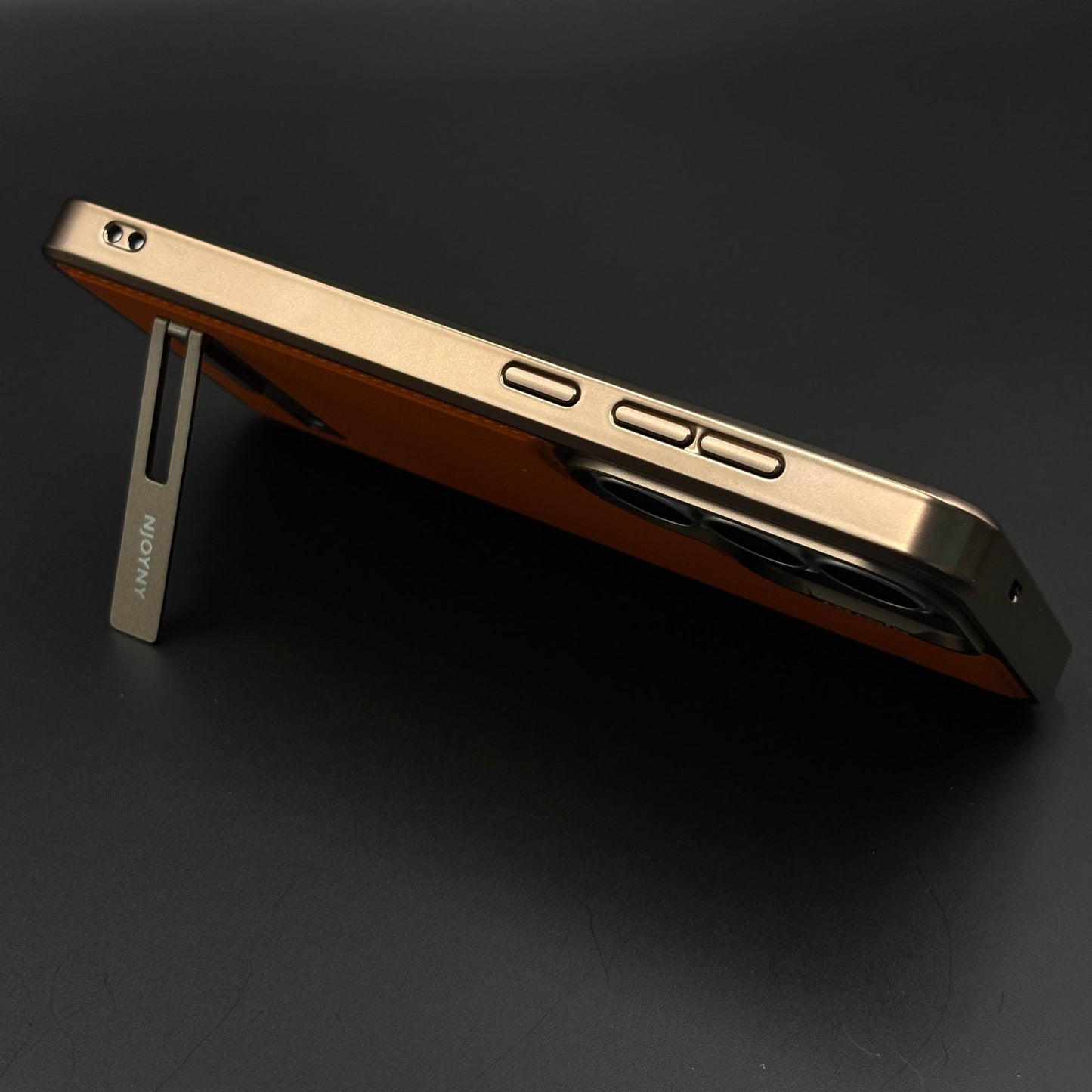 Stitch Leather Metal Kickstand Case Cover with Matte Chrome Finish for Samsung Galaxy S26 Ultra