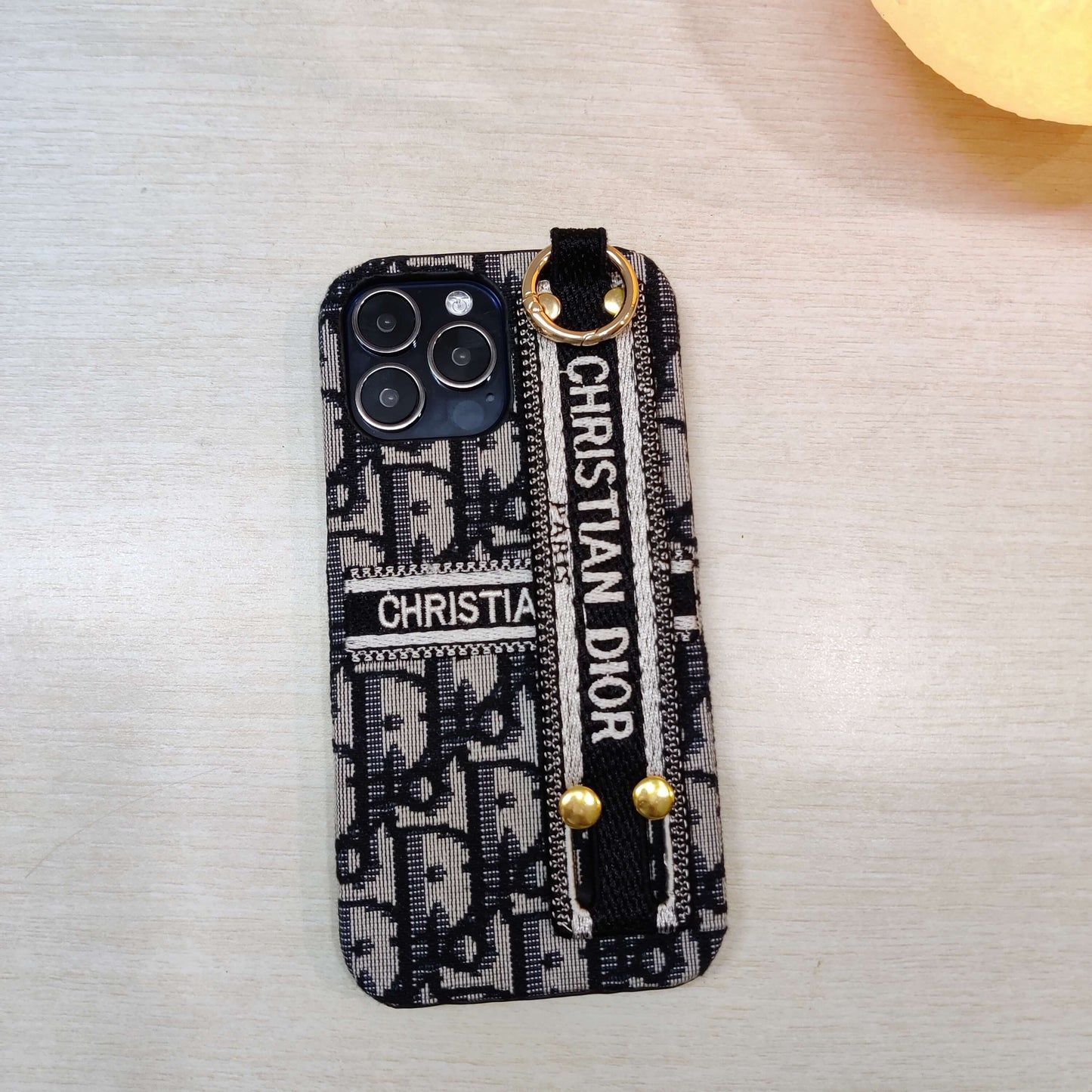 iPhone Luxury Brand CD Belt Vertical Horizontal Pattern Cover Case Blue