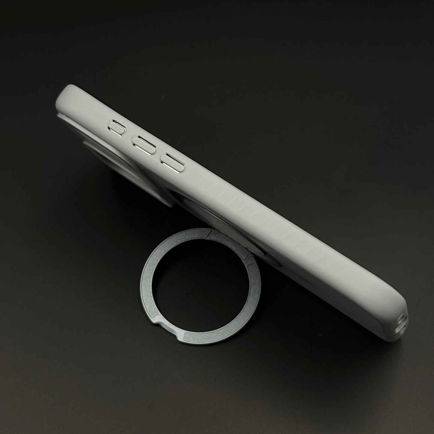 Smoky Metal Stand MagSafe Side Silicone Mobile Case Cover for iPhone 17 Series