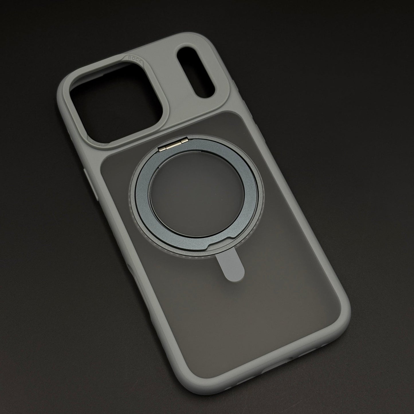 Smoky Metal Stand MagSafe Side Silicone Mobile Case Cover for iPhone 17 Series