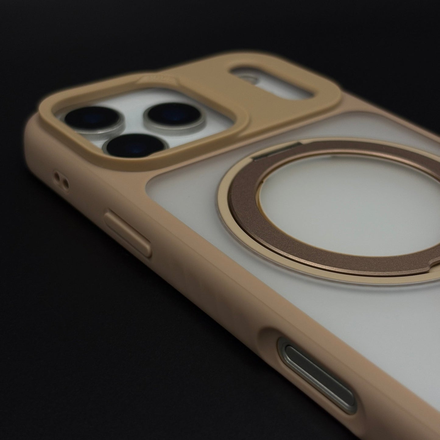 Smoky Metal Stand MagSafe Side Silicone Mobile Case Cover for iPhone 17 Series