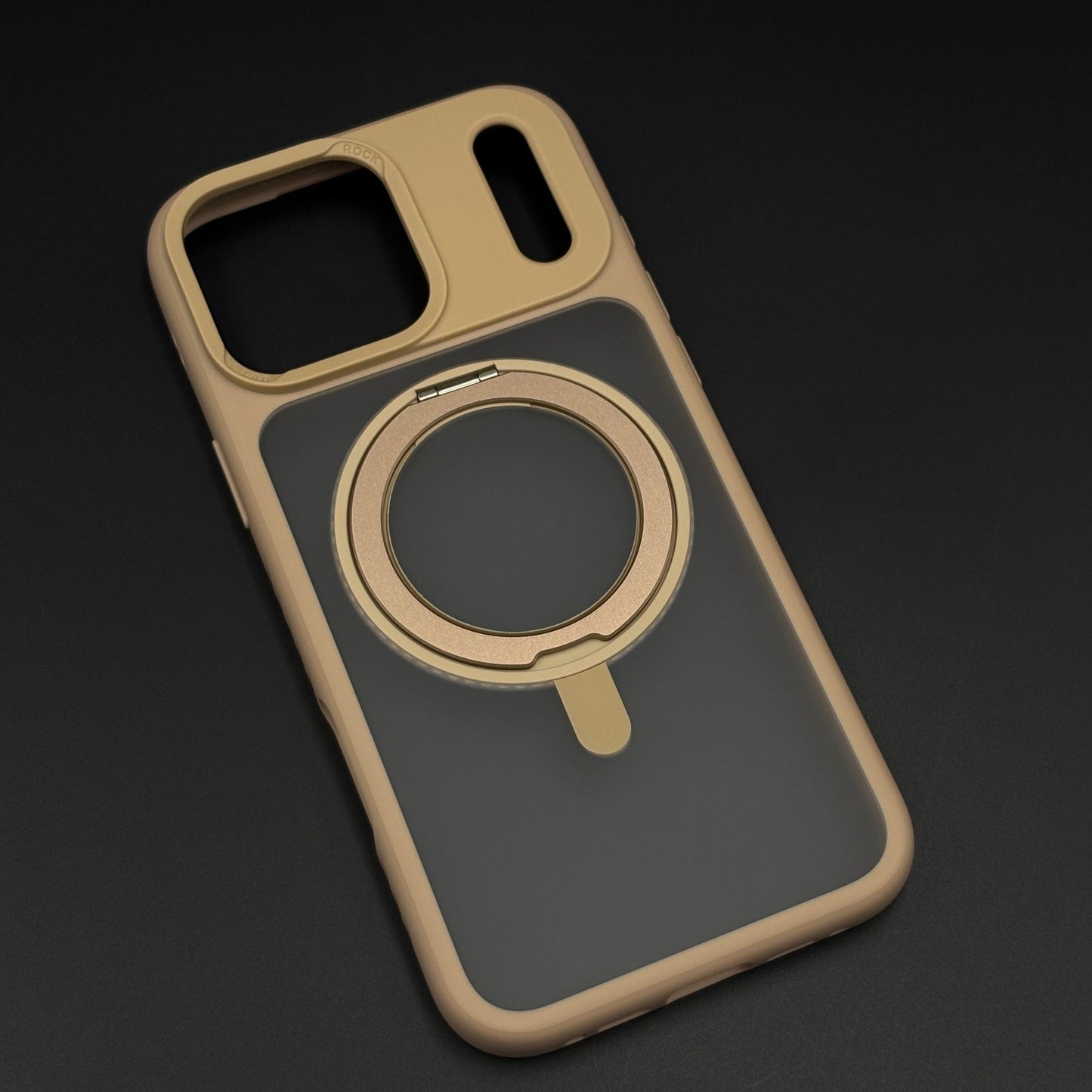 Smoky Metal Stand MagSafe Side Silicone Mobile Case Cover for iPhone 17 Series