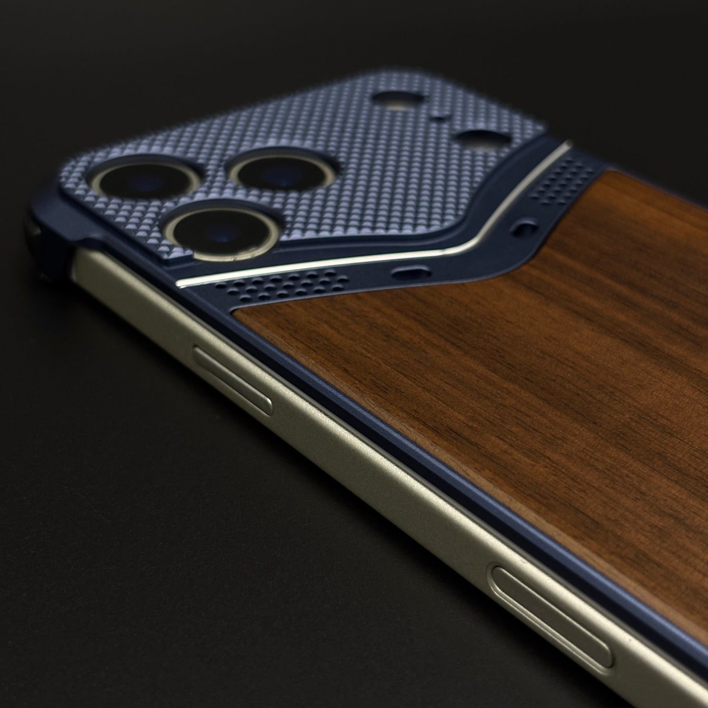 Rugged Wooden Metal Mobile Case Cover for iPhone 17 Series