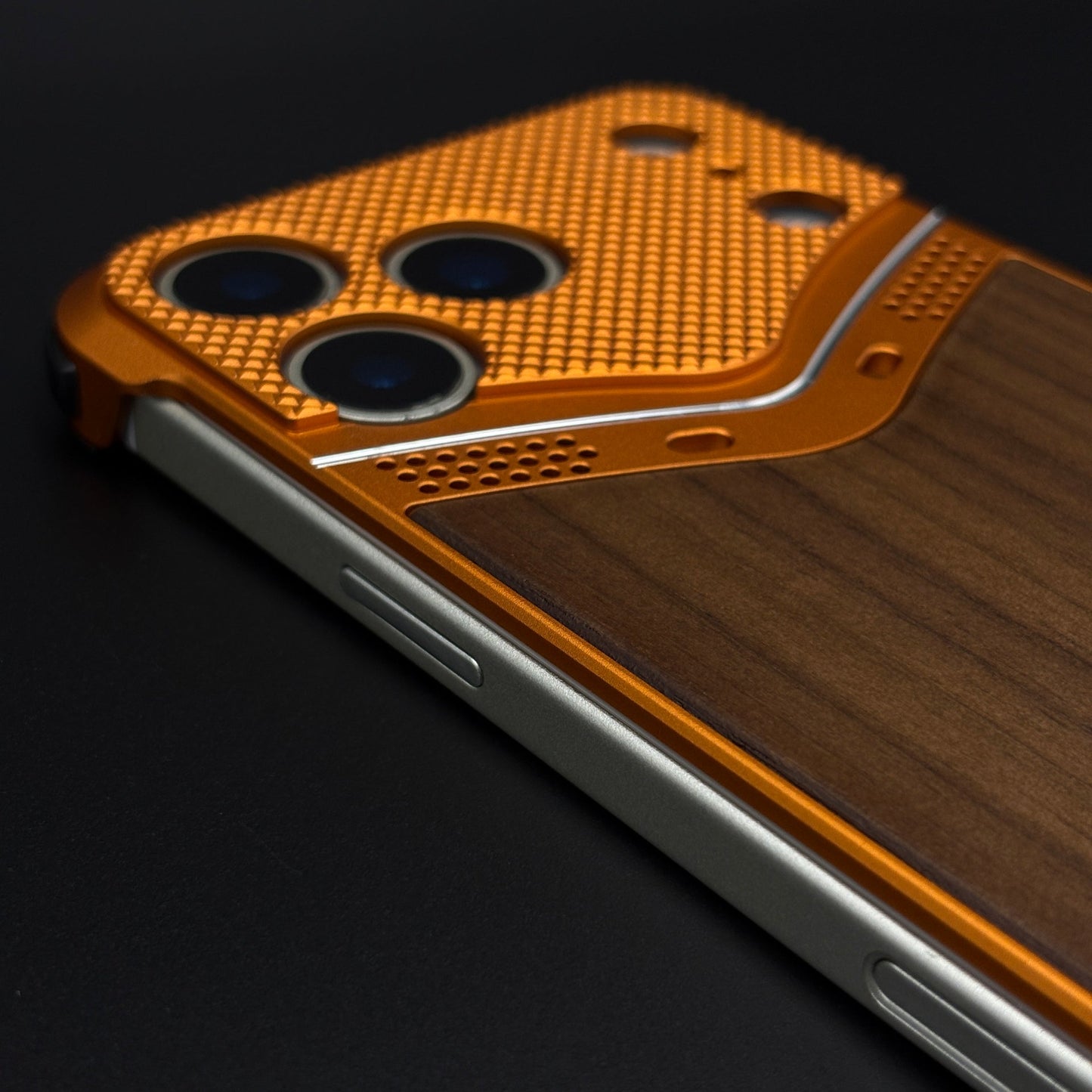 Rugged Wooden Metal Mobile Case Cover for iPhone 17 Series