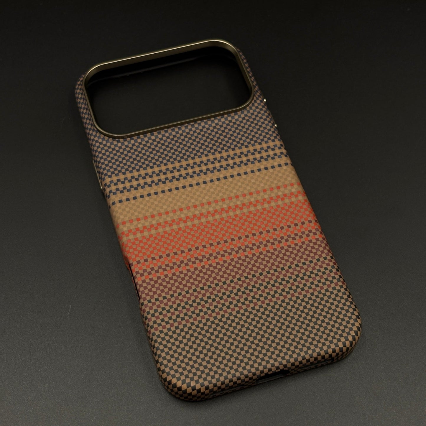 Carbon Texture Sunset Stripe Mobile Case Cover for iPhone 17 Series | Rare Aramid Texture Finish | Real Carbon Fibre Feel | Hidden MagSafe