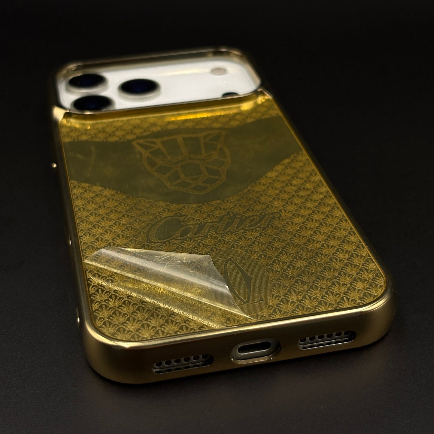 Handcrafted 24K Gold Plated Branded Wolf Mobile Case Cover for iPhone 17 Series | Reflective Gold Finish