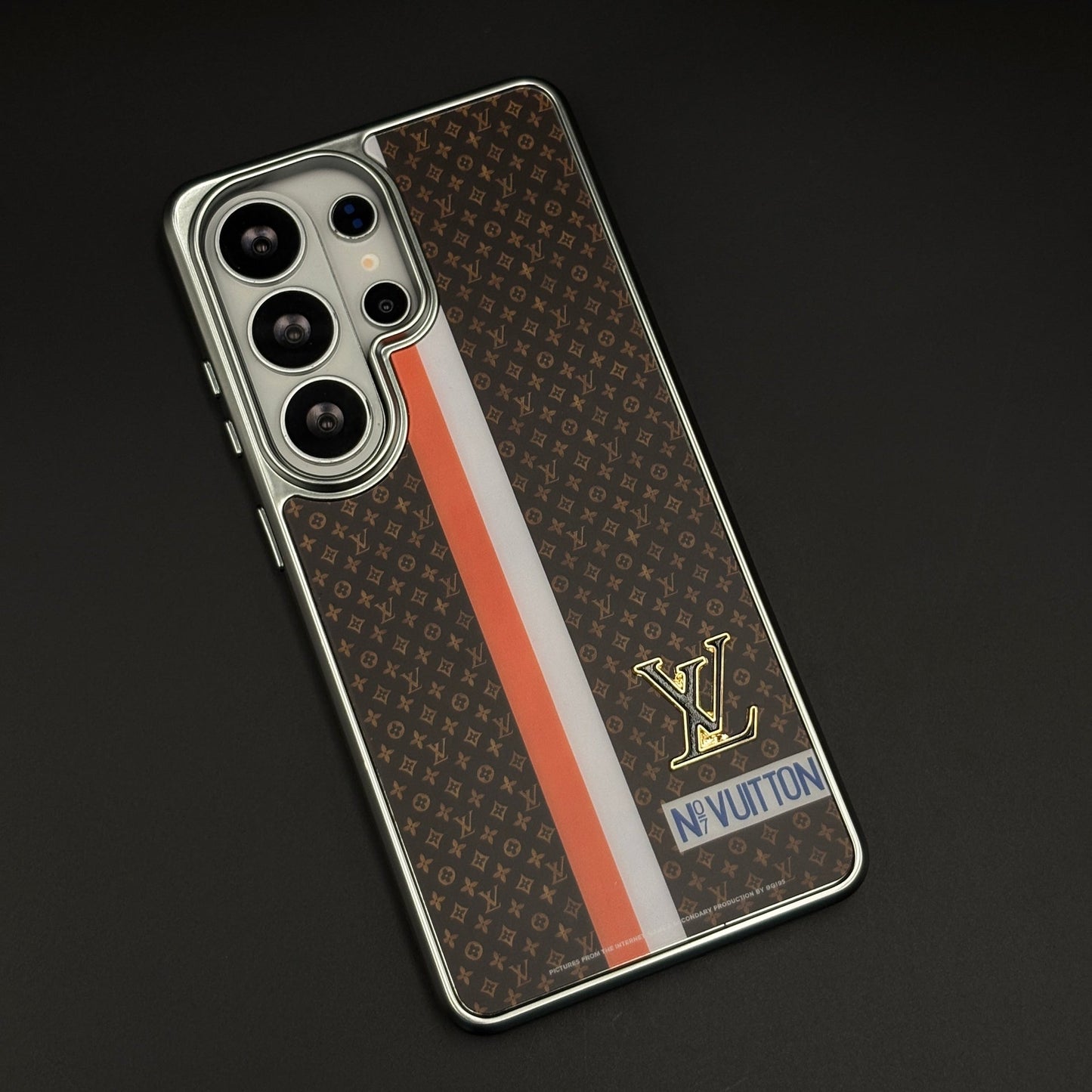 Luxury Fashion Stripe Monogram Metal Style Frame Case Cover for Samsung Galaxy S26 Ultra