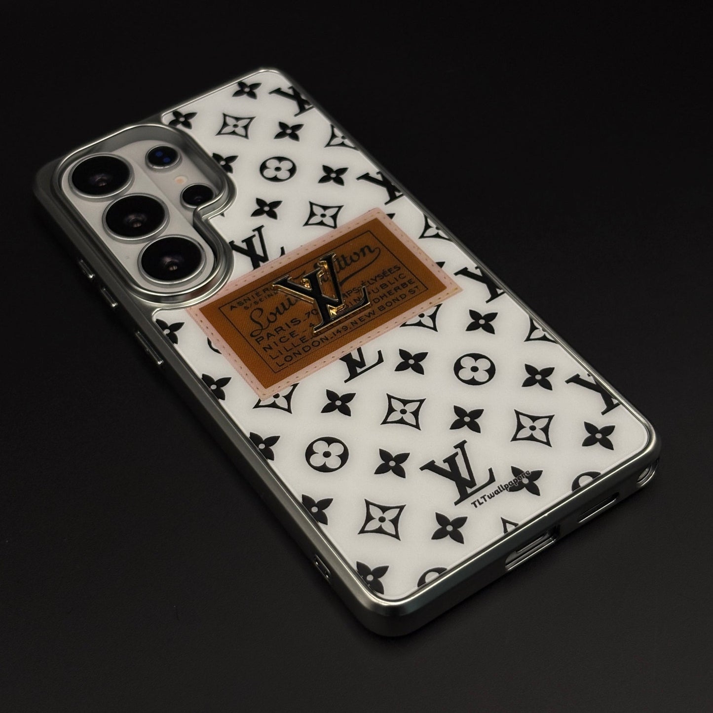 Luxury Fashion Brand Monogram Metal Style Frame Case Cover for Samsung Galaxy S26 Ultra