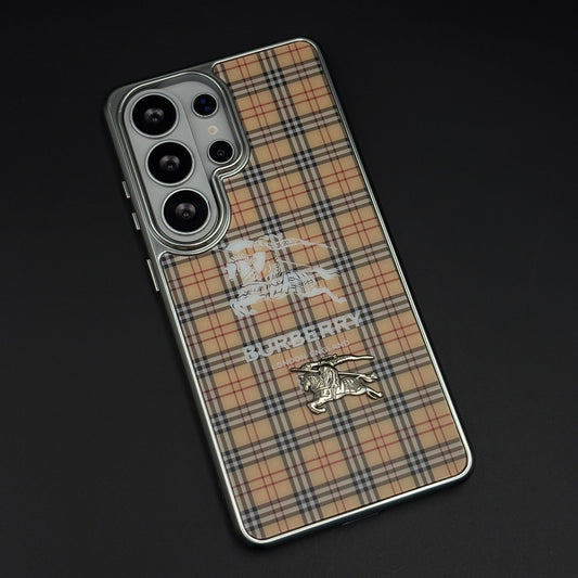BBRY Check Plaid Metal Style Frame Case for Samsung Galaxy S26 Ultra