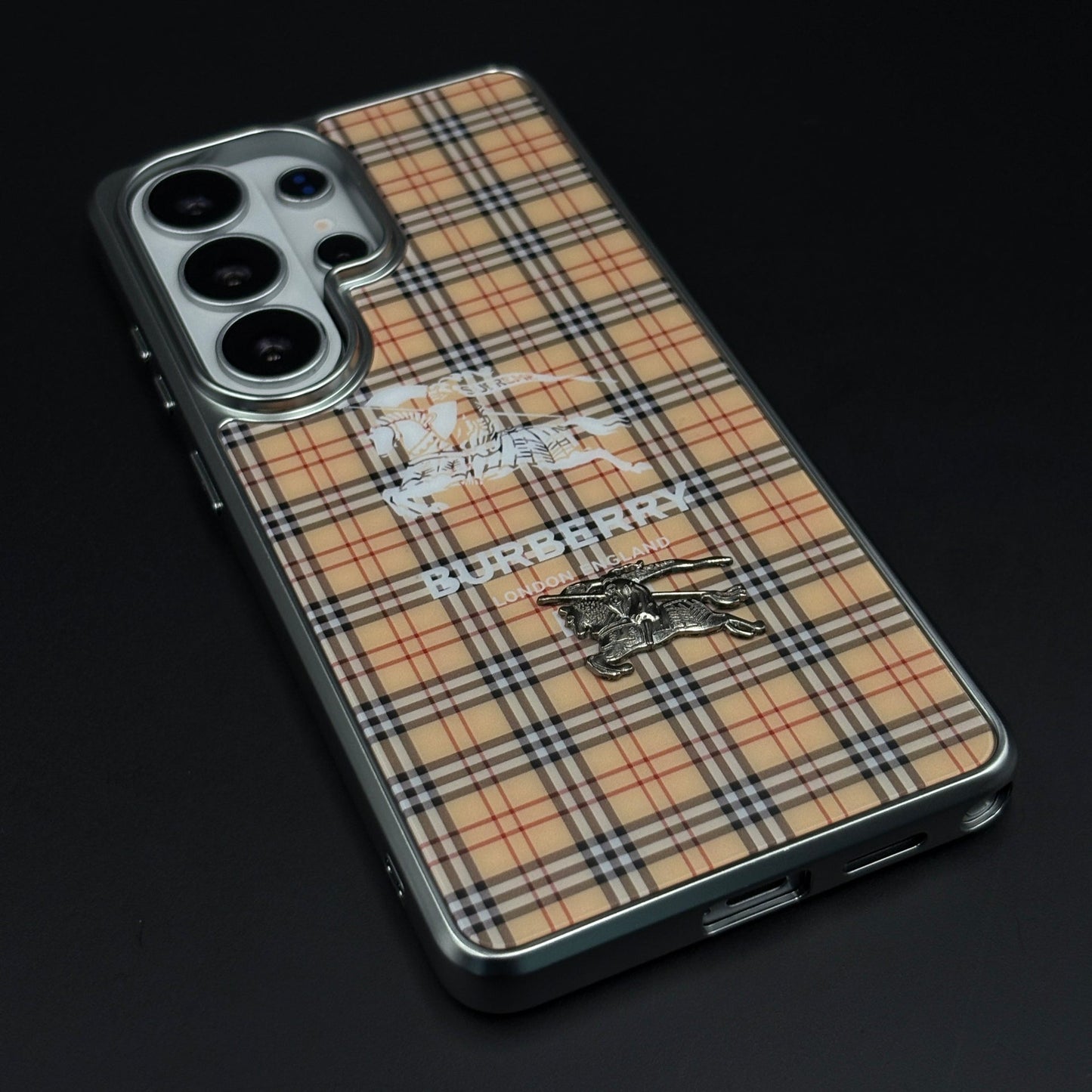 BBRY Check Plaid Metal Style Frame Case for Samsung Galaxy S26 Ultra