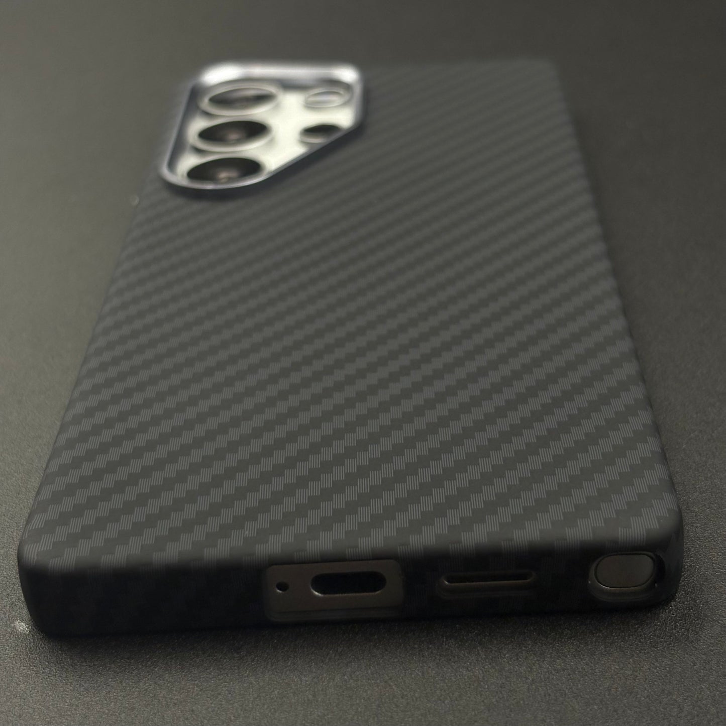 Samsung Galaxy S25 Ultra Black Premium Slim Case | Rare Aramid Texture Finish | Real Carbon Fibre Feel | Hidden MagSafe