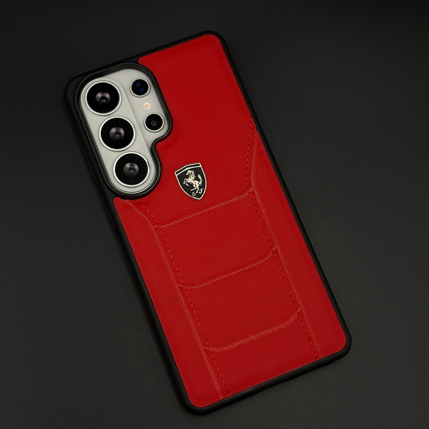 Luxury FR Stitched Red Leather Case for Samsung Galaxy S26 Ultra