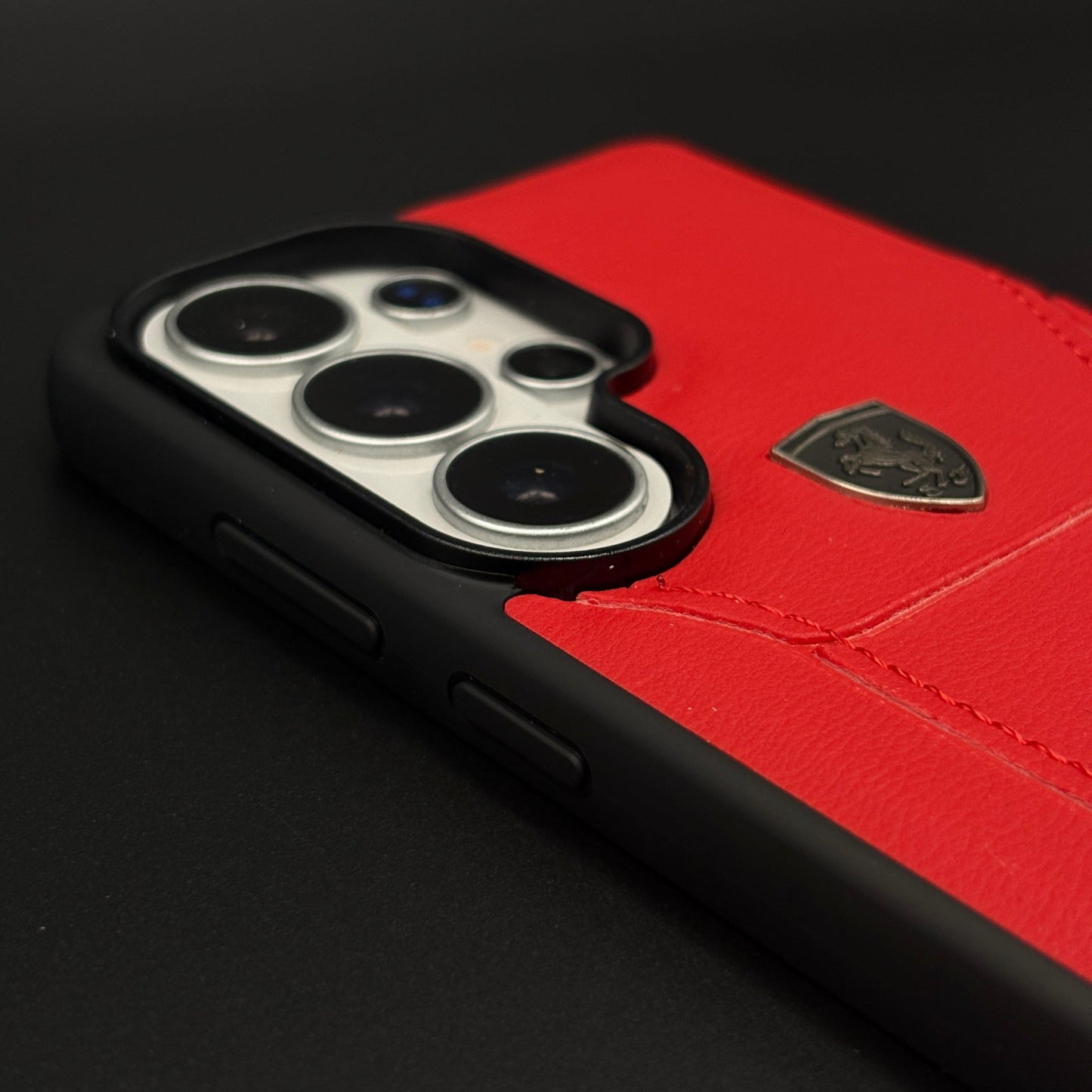 Luxury FR Stitched Red Leather Case for Samsung Galaxy S26 Ultra