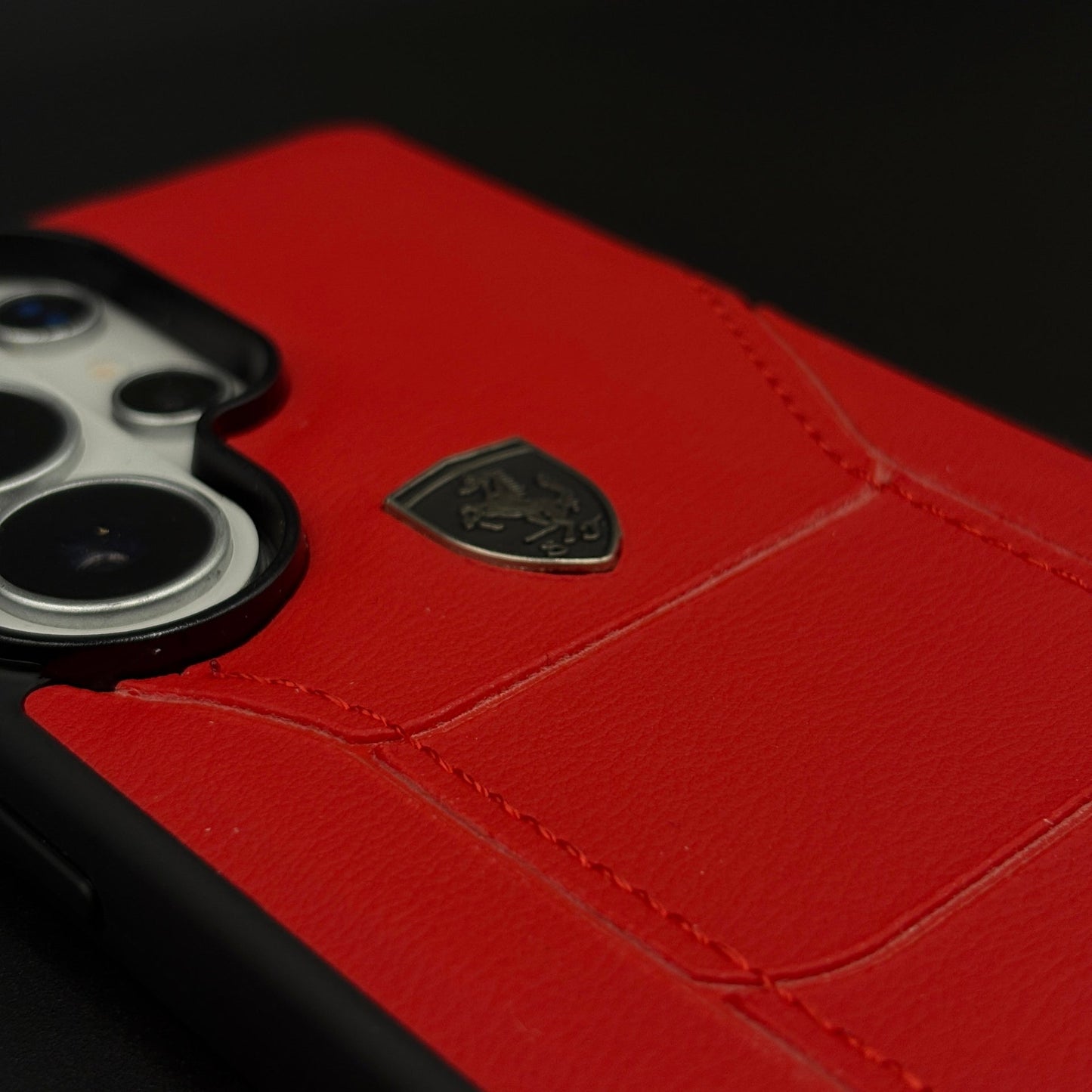 Luxury FR Stitched Red Leather Case for Samsung Galaxy S26 Ultra