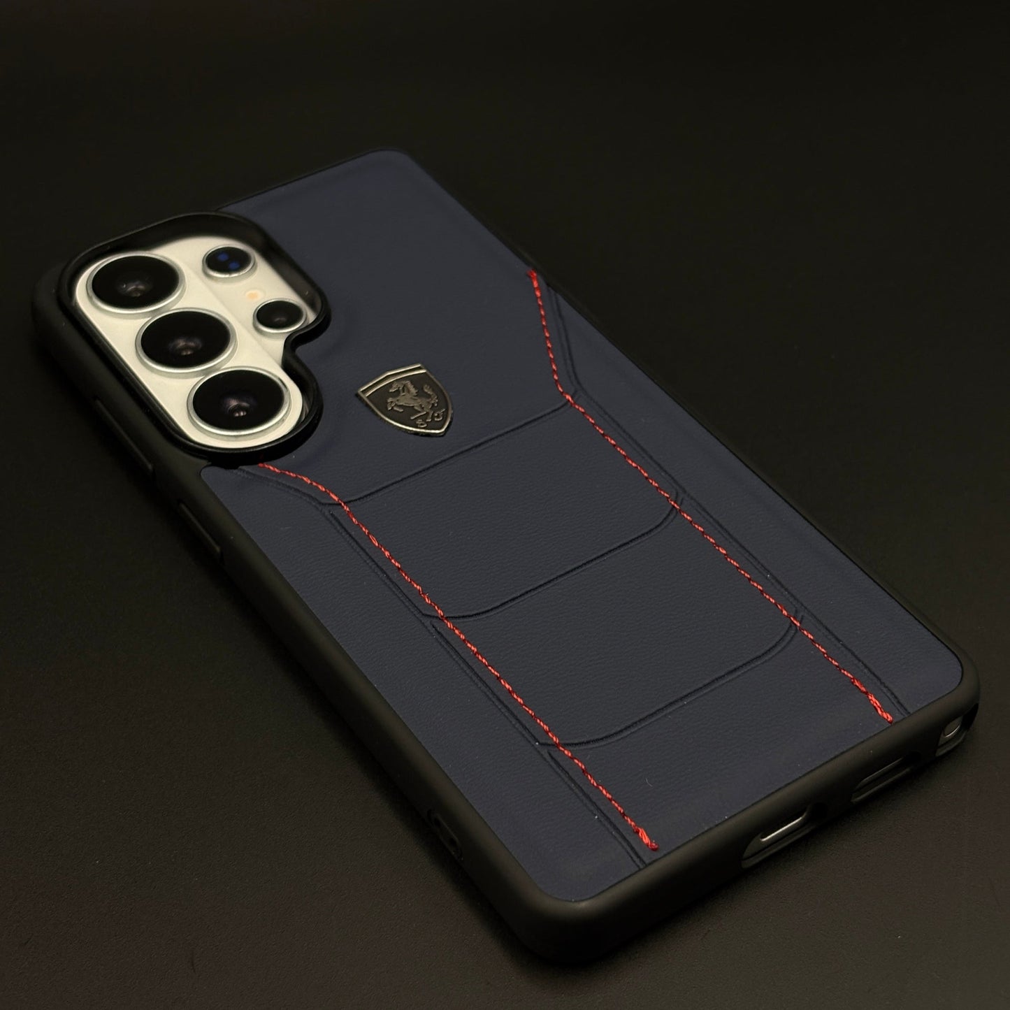 Luxury FR Stitched Red Leather Case for Samsung Galaxy S26 Ultra
